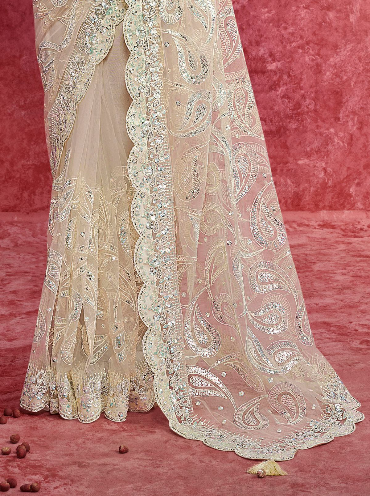 Lavender Pink Premium Fancy Saree With Sequin Work