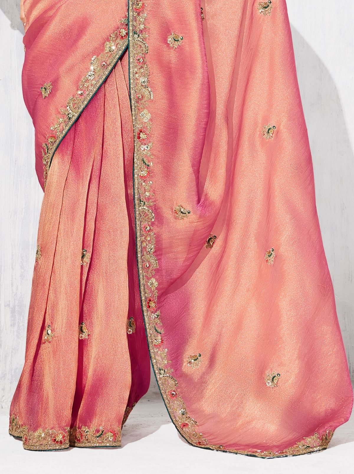 Peach Pink Premium Fancy Silk Saree for Special Occasions