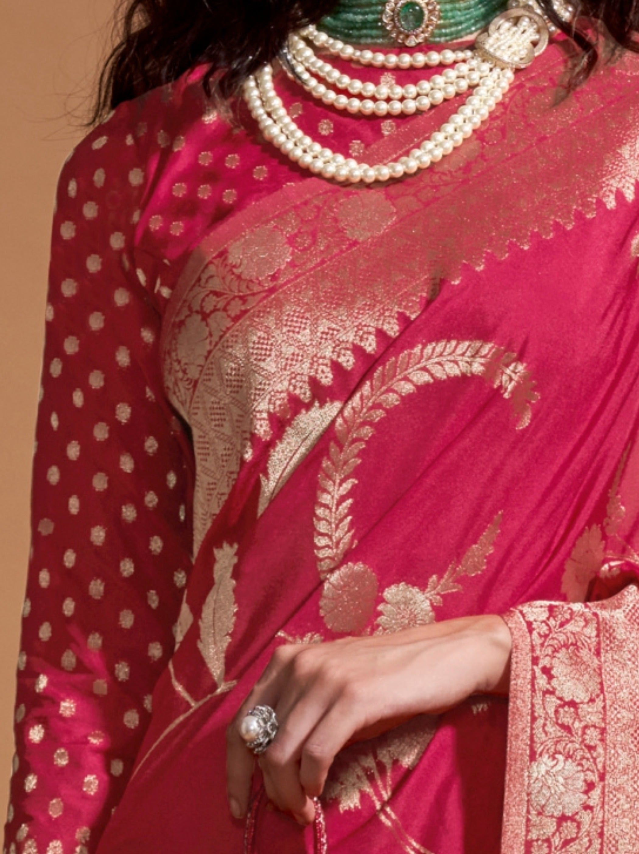 Hot Pink Premium Georgette Saree With Unstitched Blouse