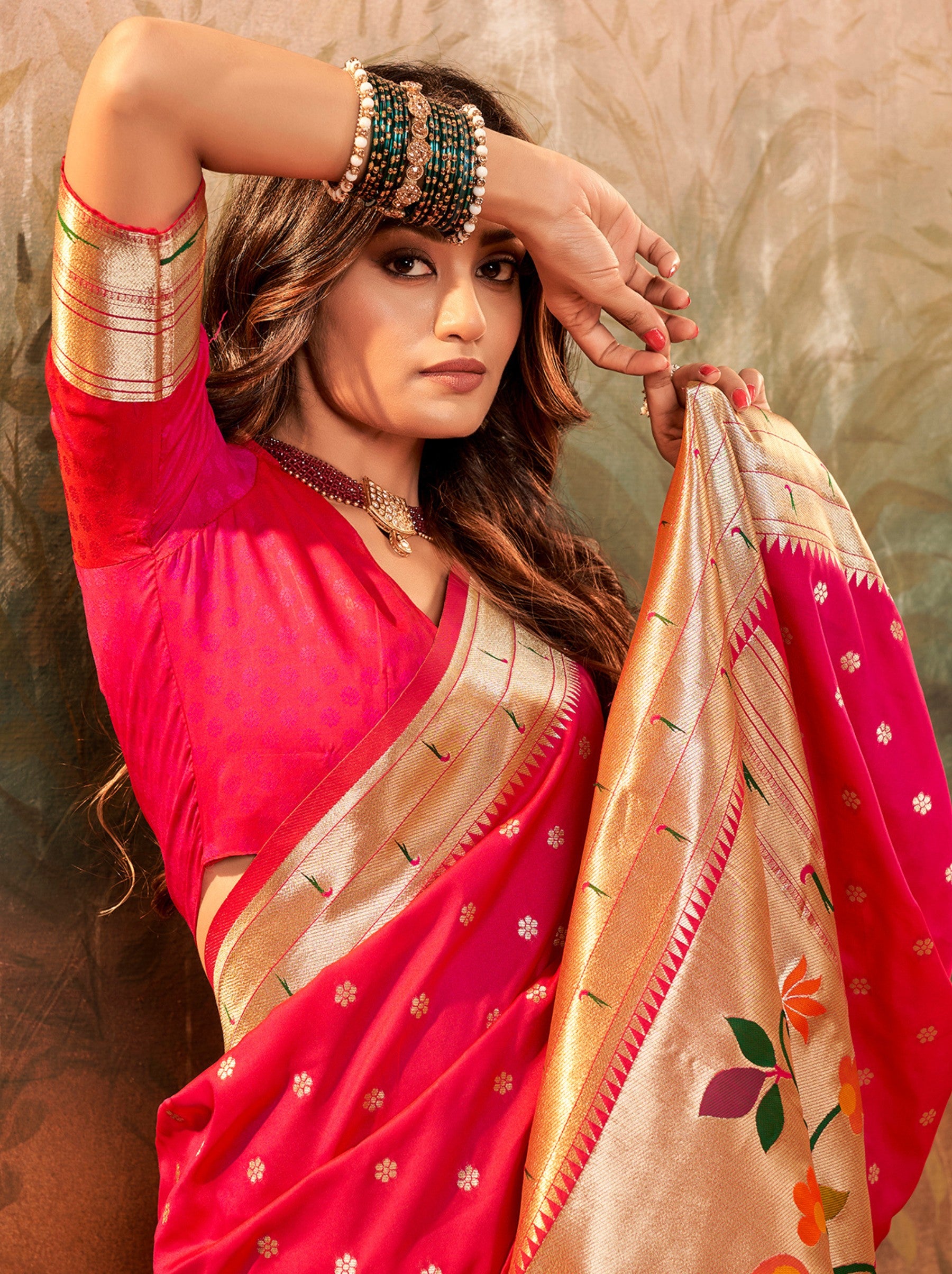 Ruby Pink Gorgeous Paithani Silk Wedding Saree - TrendOye