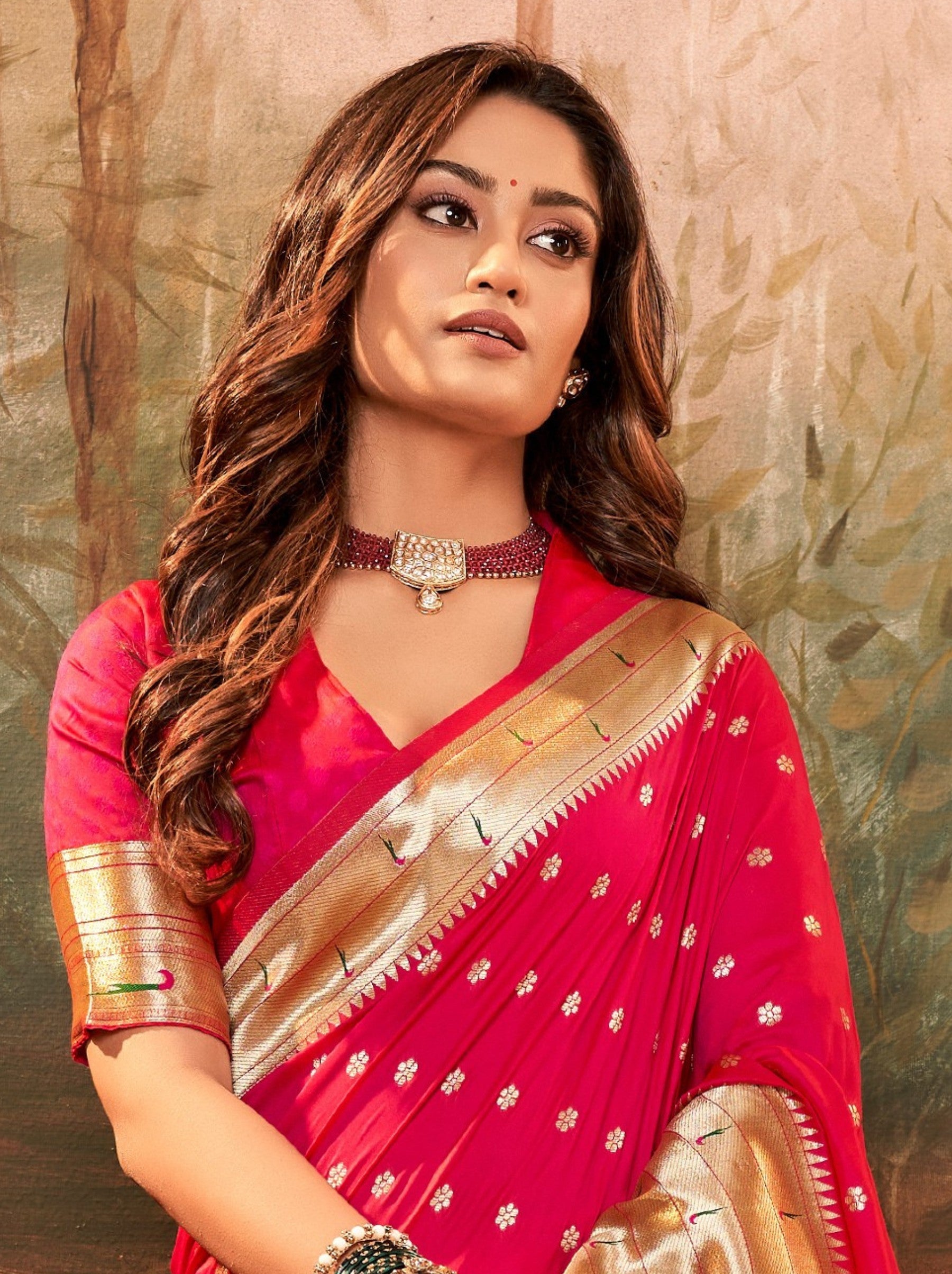 Ruby Pink Gorgeous Paithani Silk Wedding Saree - TrendOye