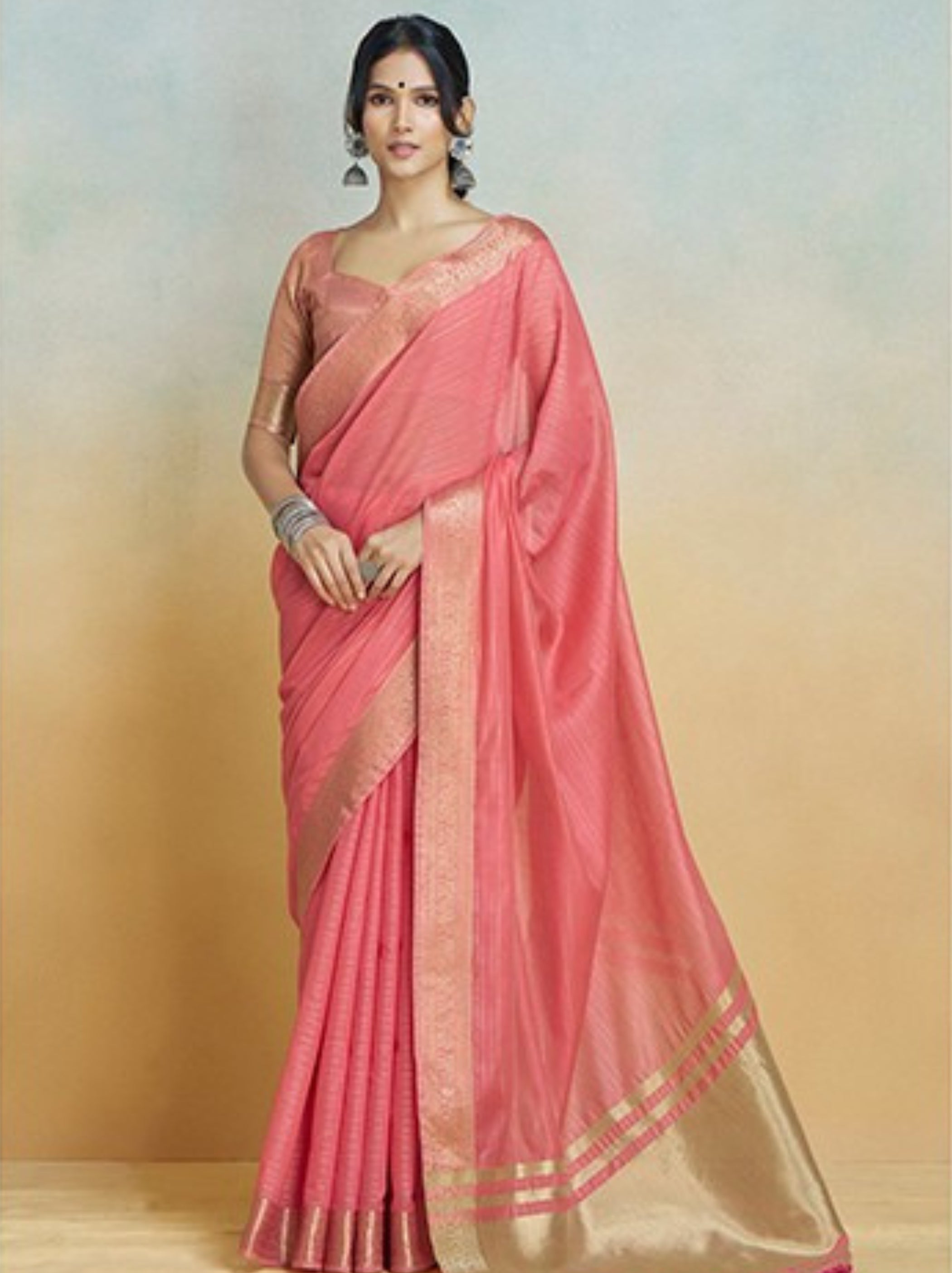 Punch Pink Handloom Silk Saree With Blouse Piece - TrendOye