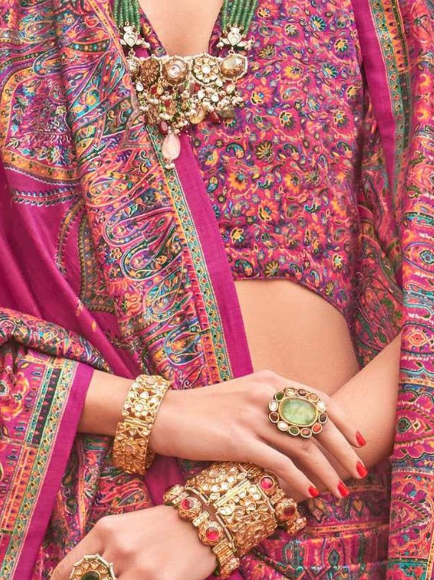 Cerise Pink Silk Celebration Saree - TrendOye