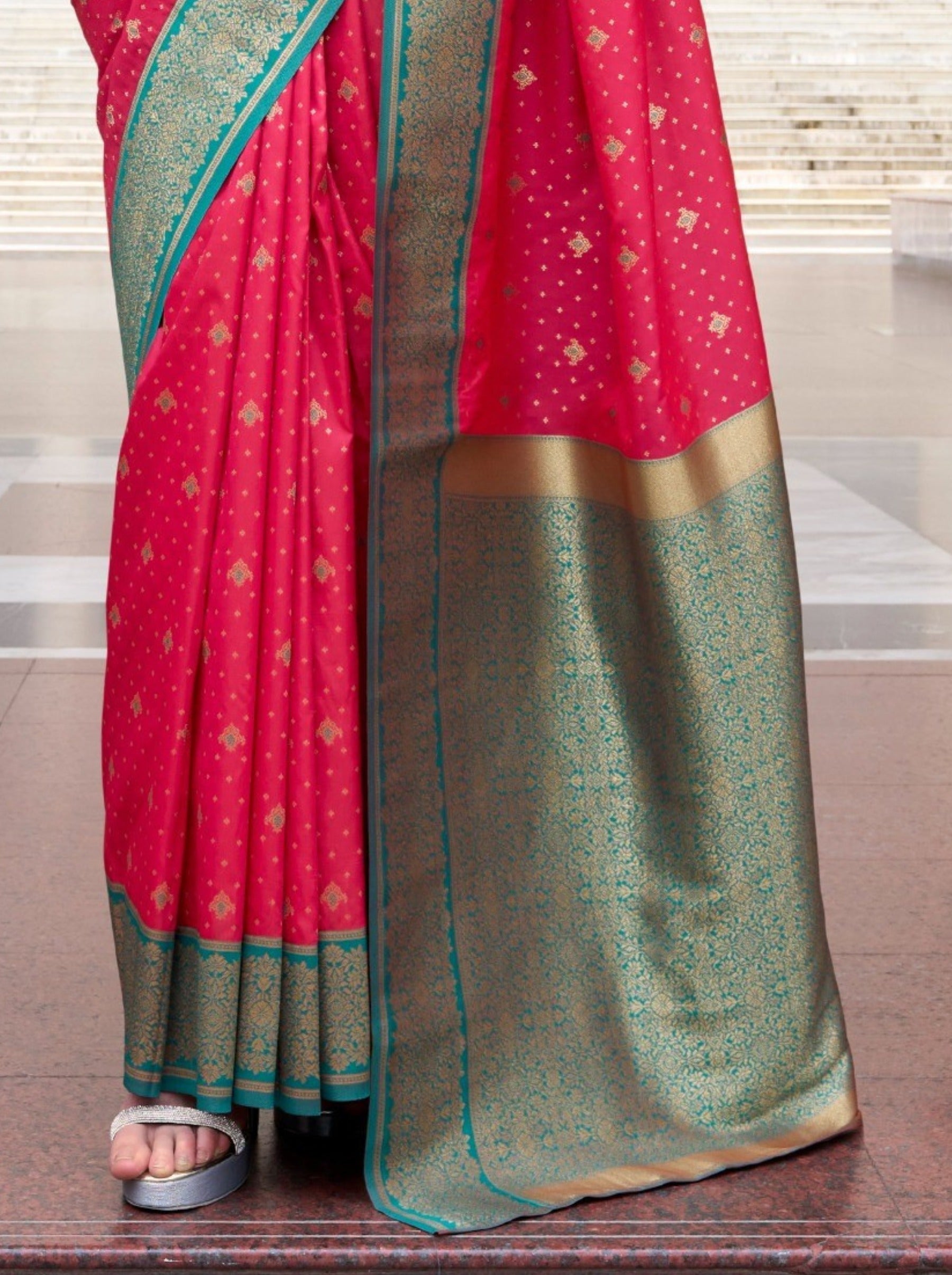 Cerise Pink Festive Saree - TrendOye