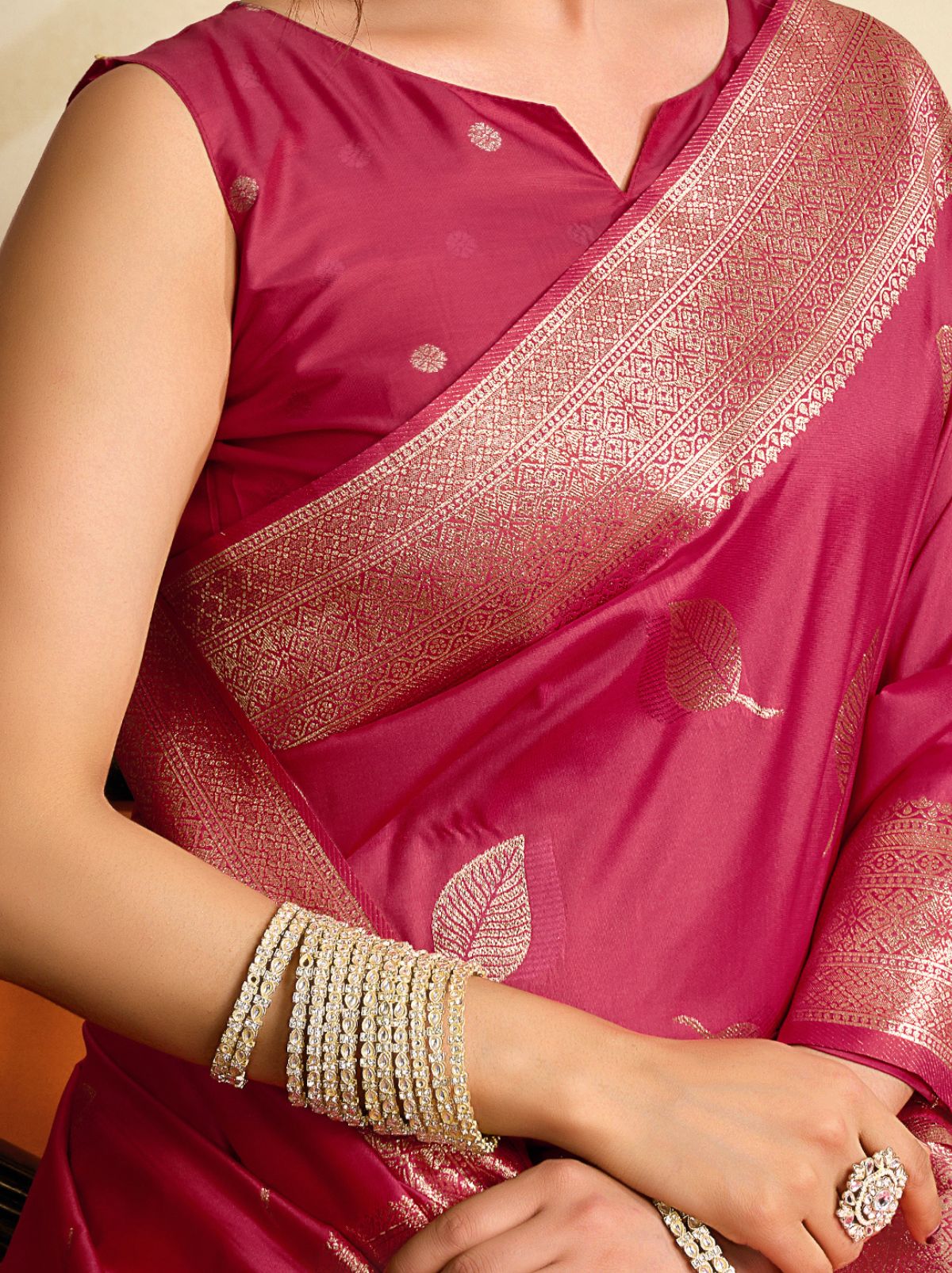 Ruby Pink Premium Soft Silk Saree With Tassels