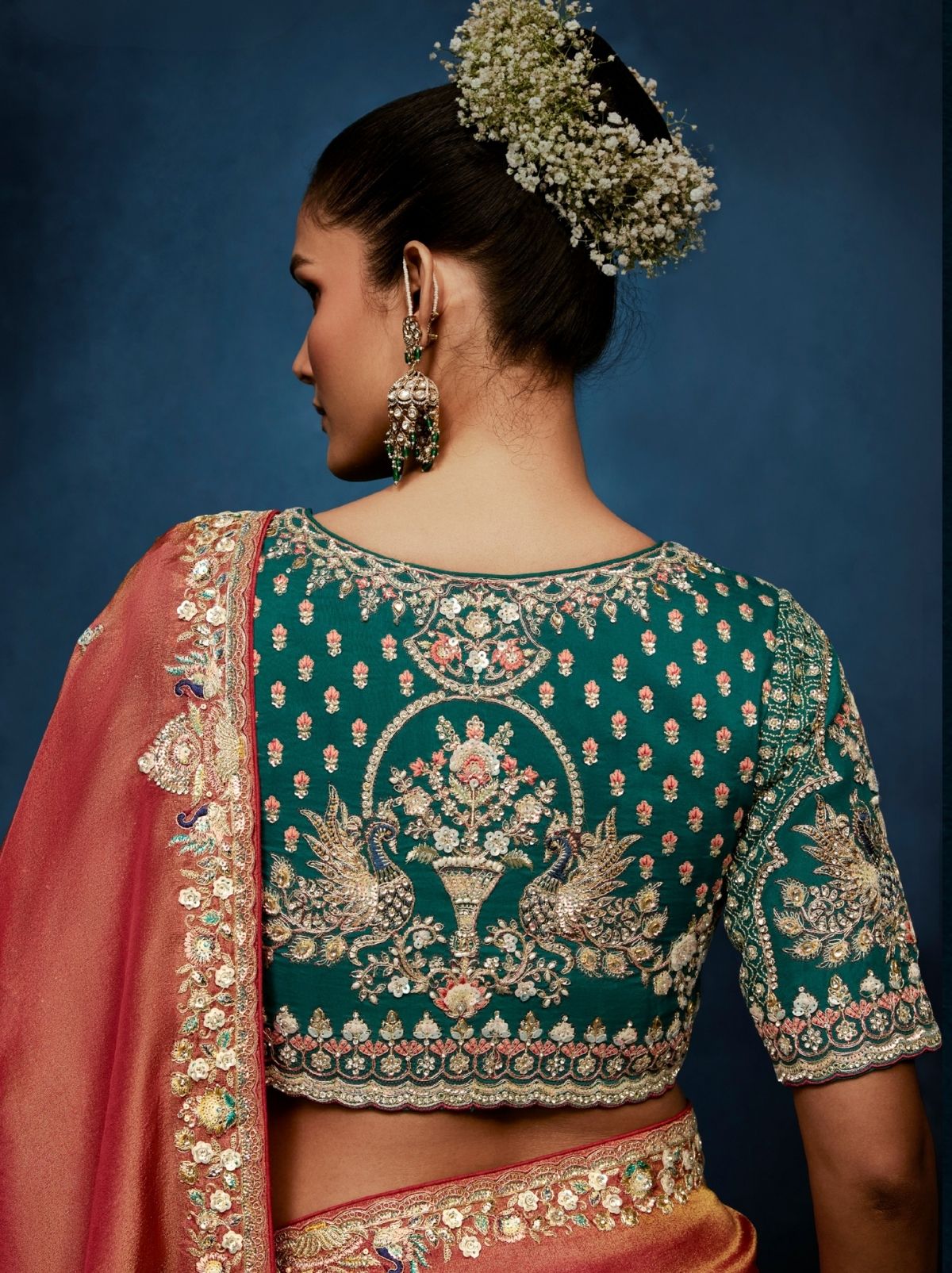 Punch Pink Premium Two Tone Designer Saree With Blouse - TrendOye