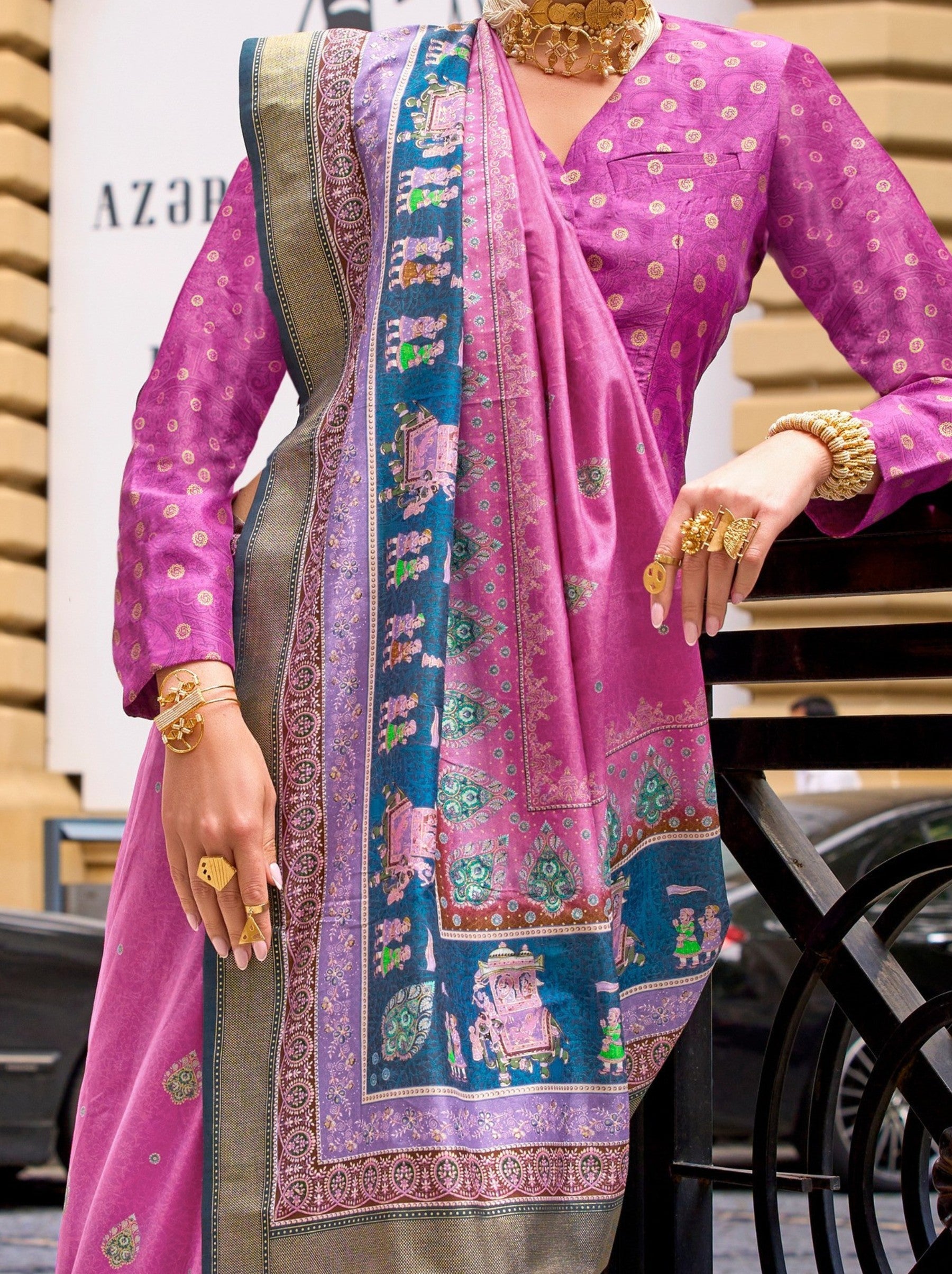 Rose Pink Celebration Saree - TrendOye