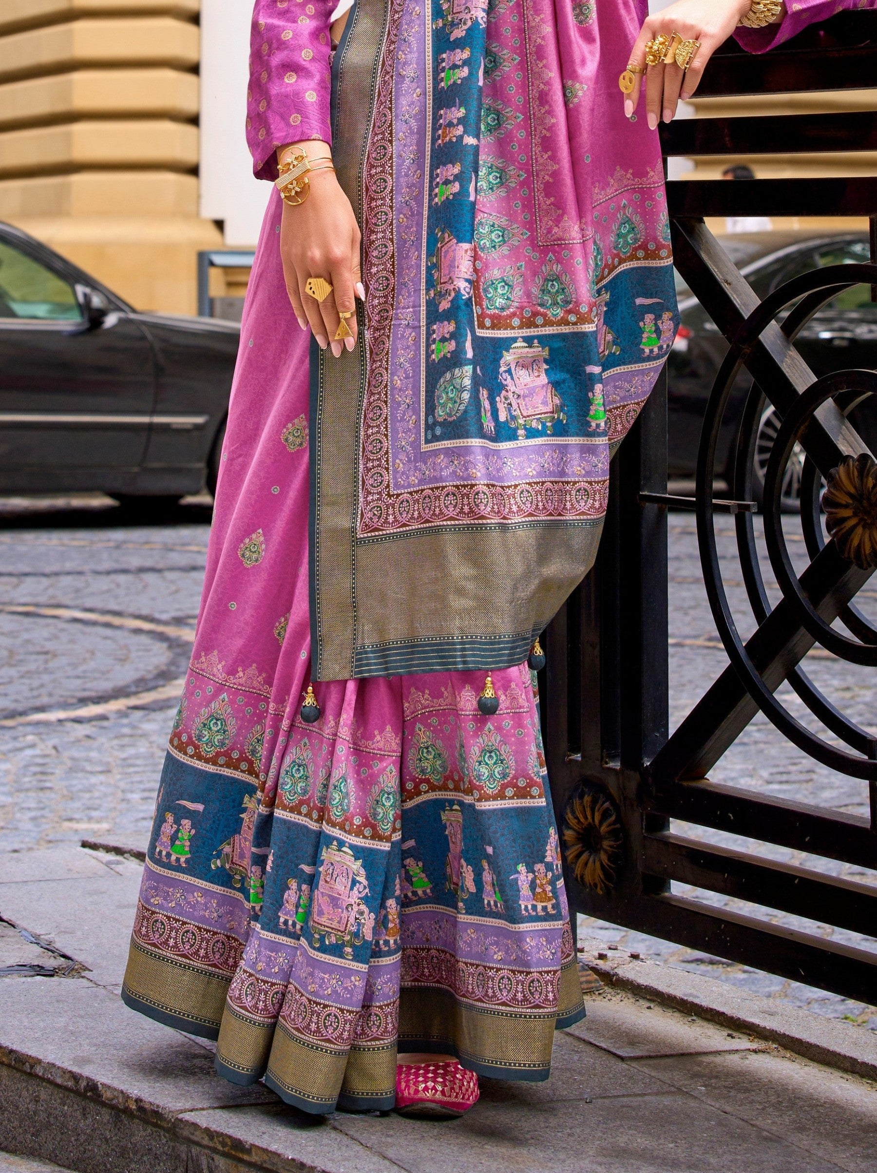Rose Pink Celebration Saree - TrendOye