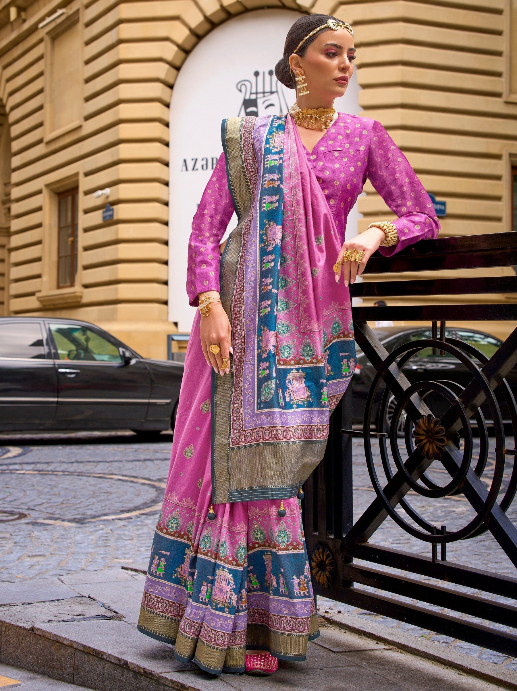 Rose Pink Celebration Saree - TrendOye