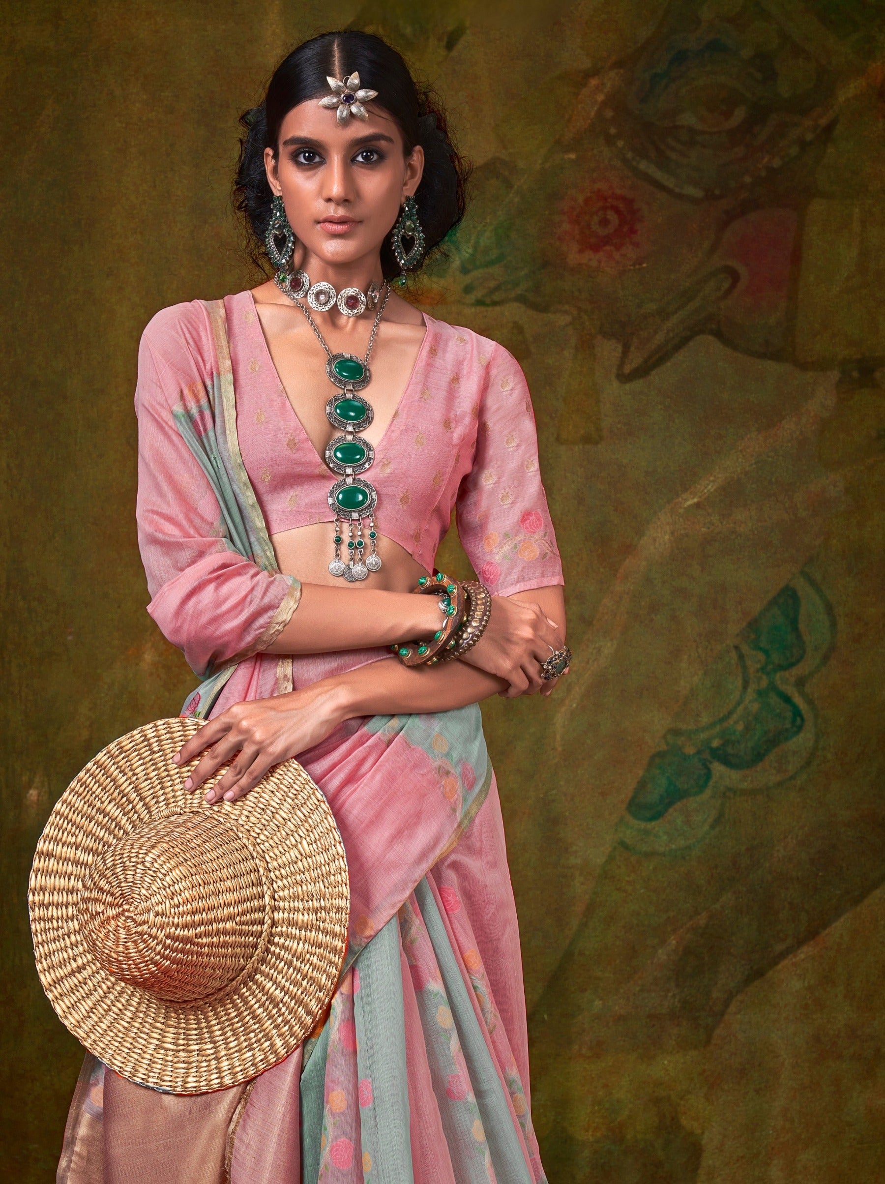 Flamingo Pink Pure Weaving Fancy Fabric Party Saree - TrendOye