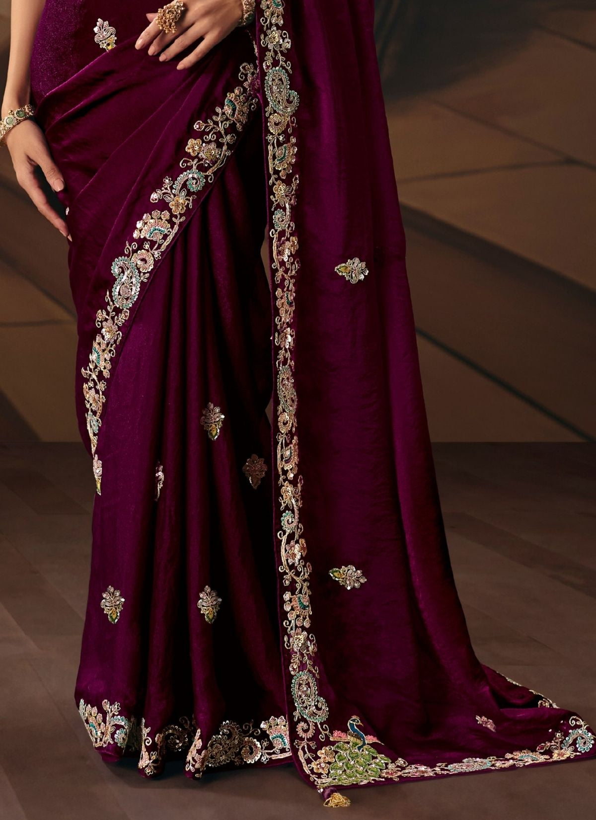Mulberry Purple Celebration Fancy Saree With Premium Blouse Piece - TrendOye