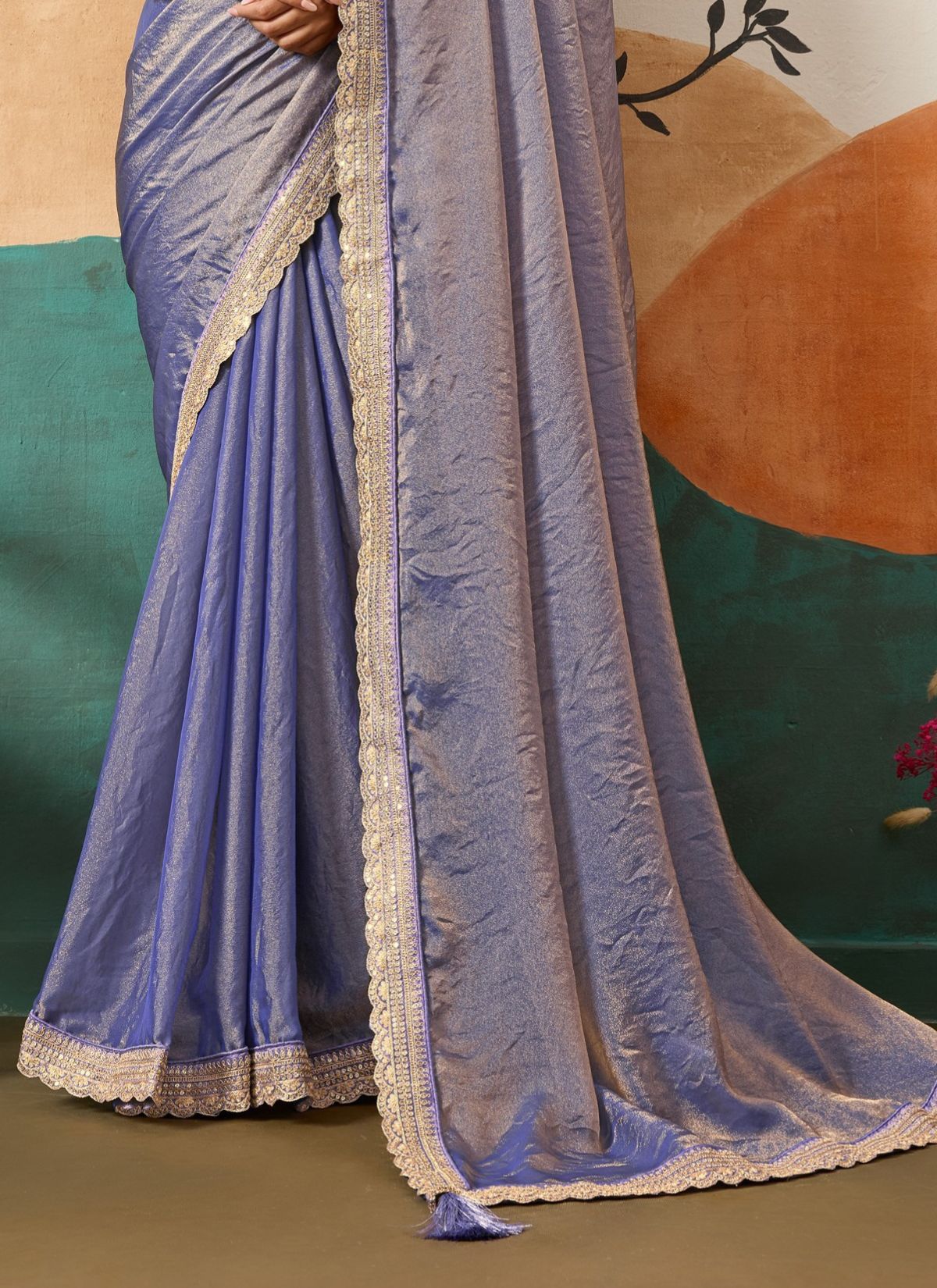 Amethyst Purple Designer Festive saree With Zari Work - TrendOye