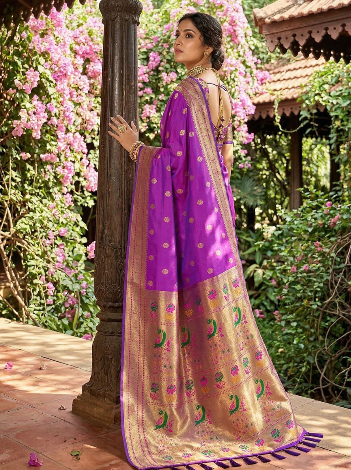 Iris Purple Premium Soft Silk Paithani Wedding Saree