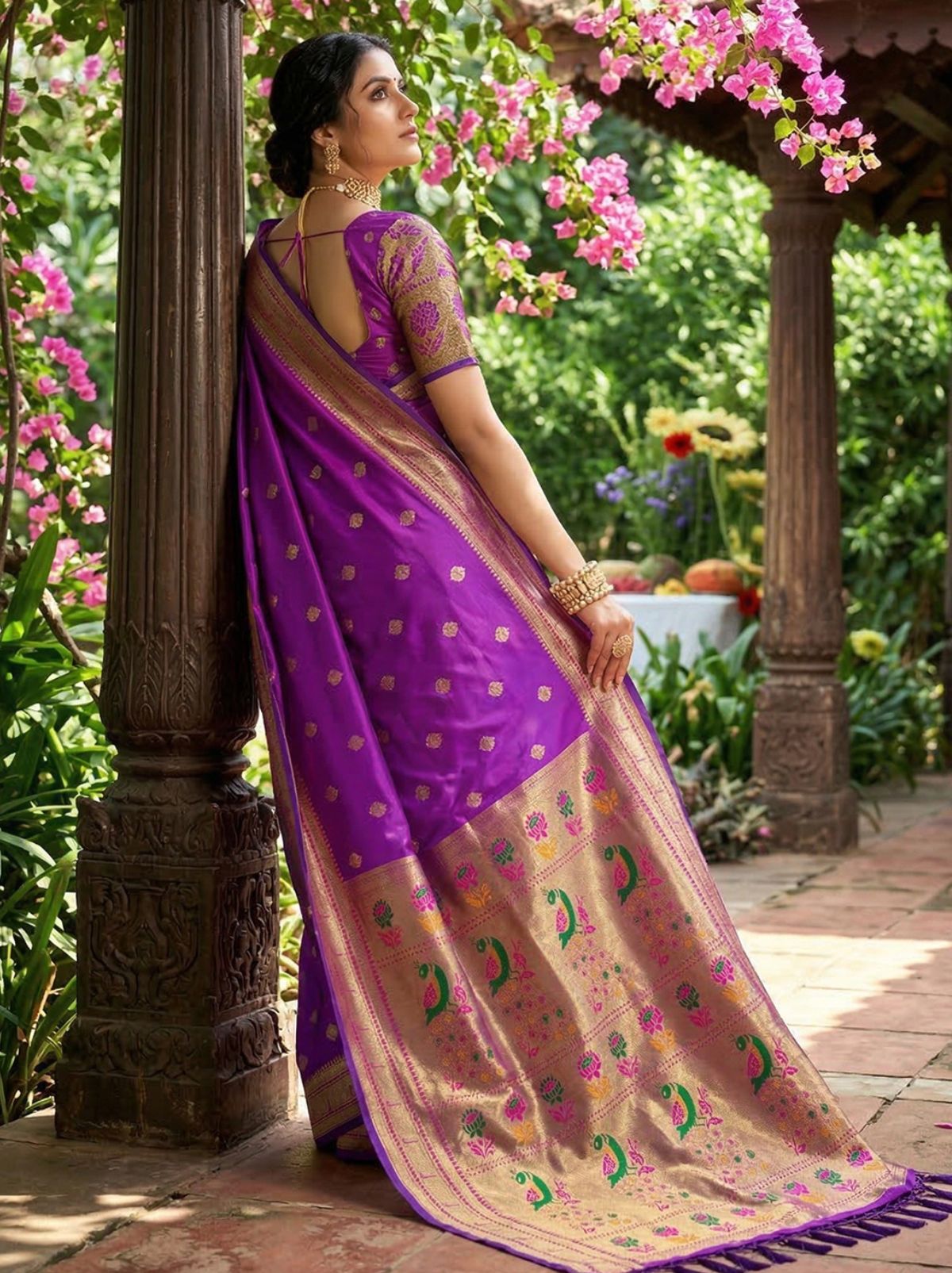 Iris Purple Premium Soft Silk Paithani Wedding Saree