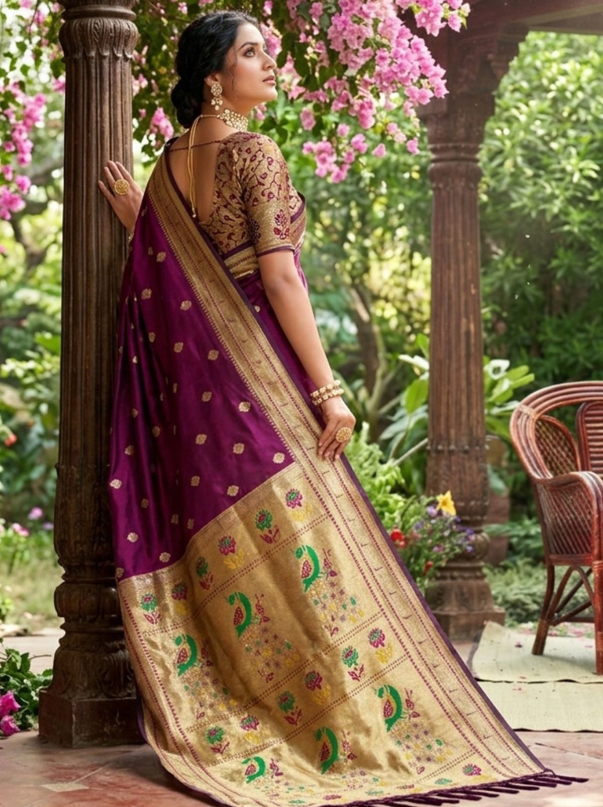Byzantine Purple Premium Soft Silk Paithani Wedding Saree
