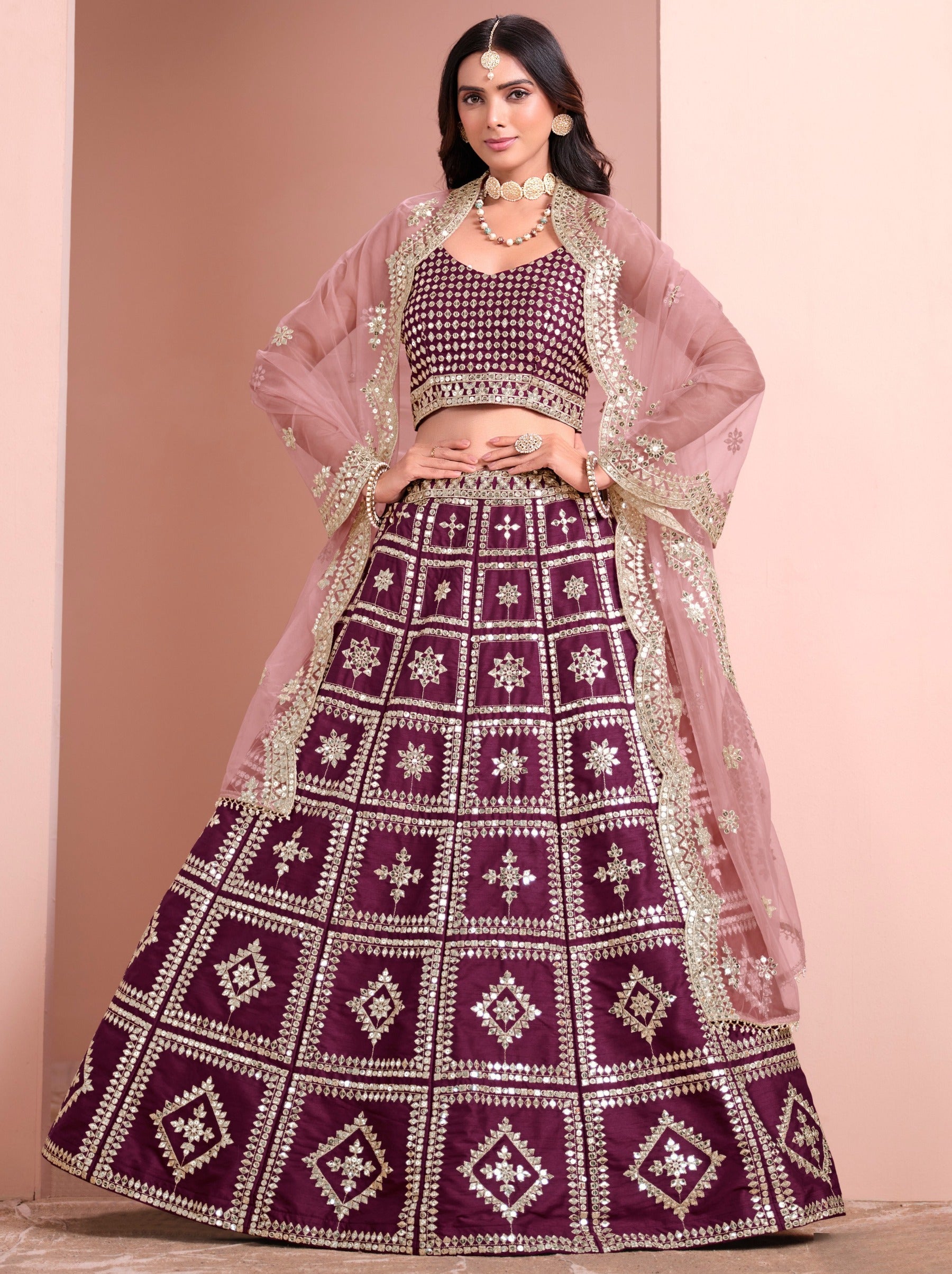 Dark Purple Designer Festive Lehenga - TrendOye