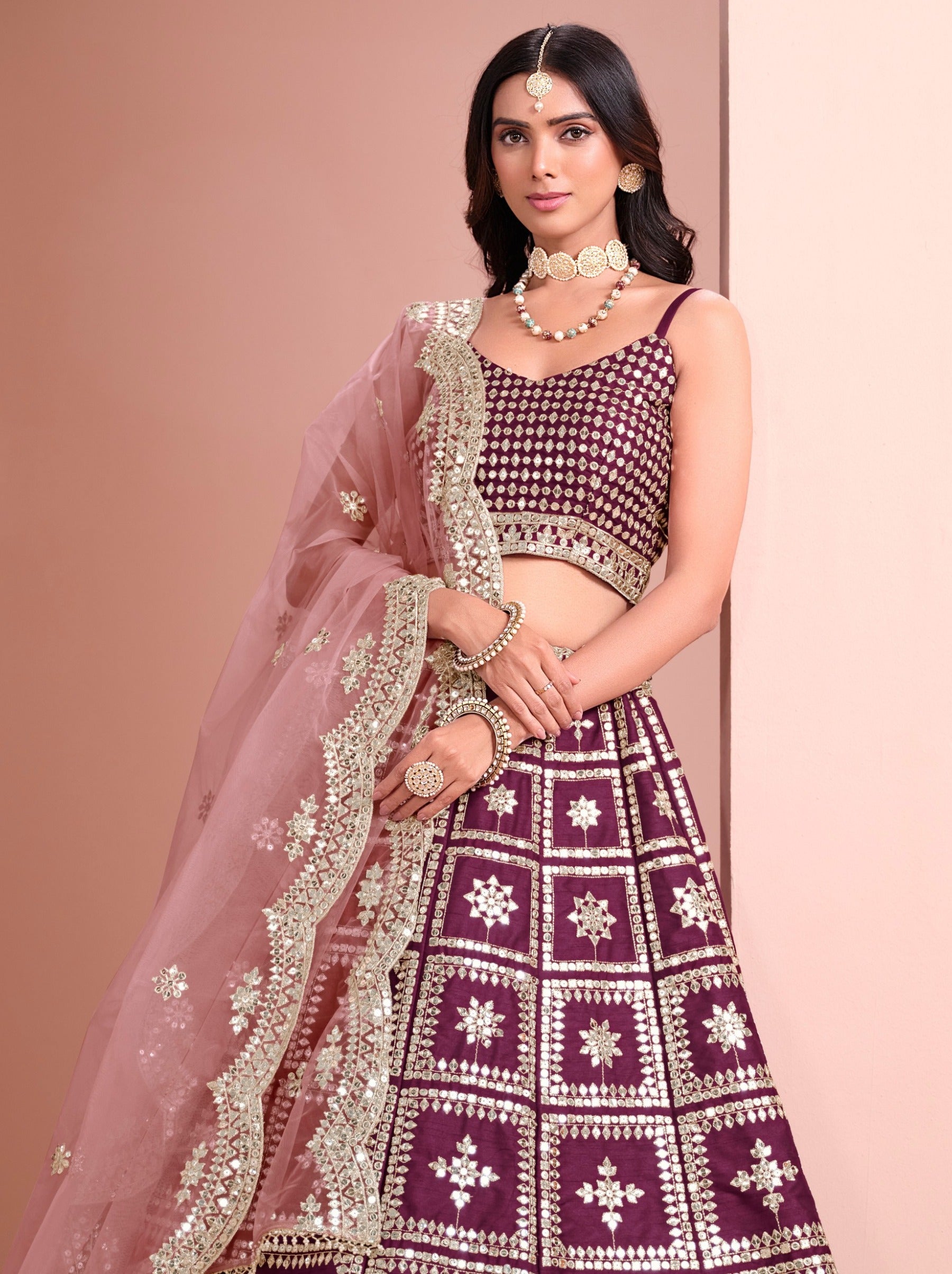 Dark Purple Designer Festive Lehenga - TrendOye