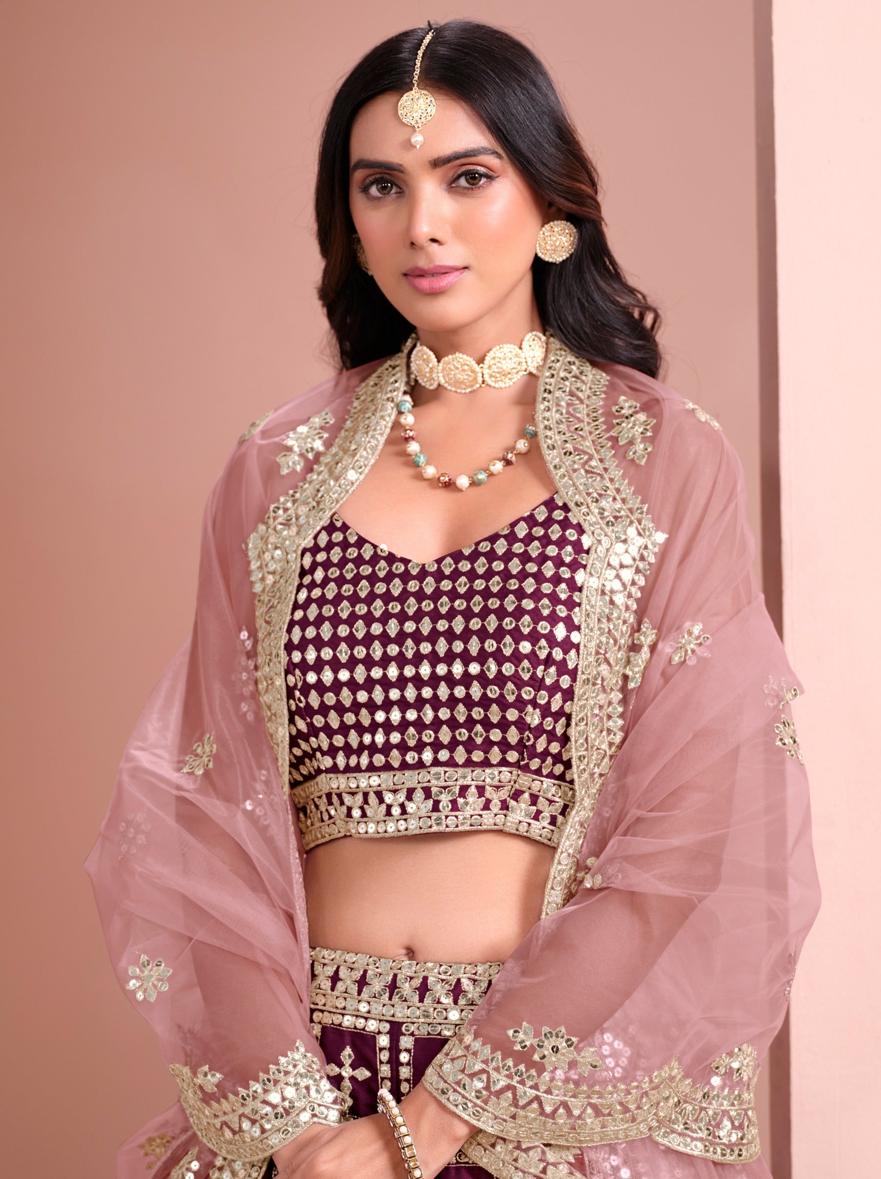 Dark Purple Designer Festive Lehenga - TrendOye