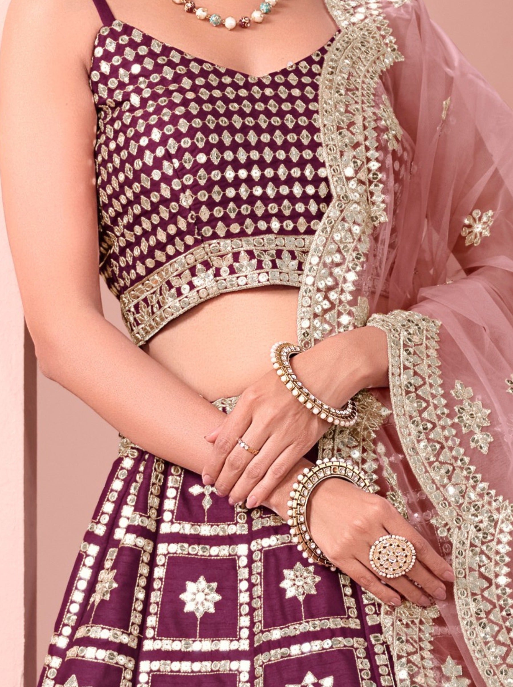 Dark Purple Designer Festive Lehenga - TrendOye