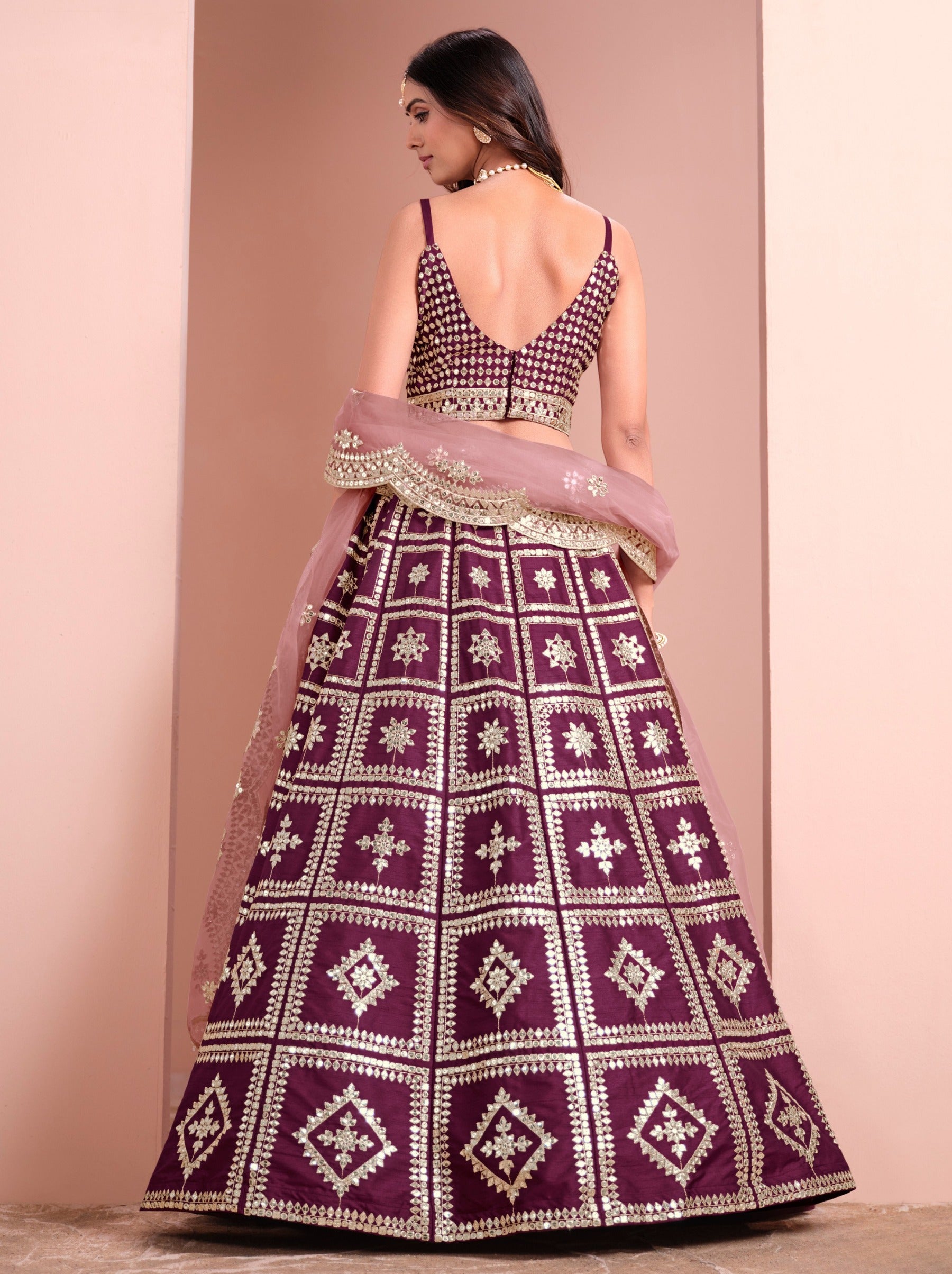 Dark Purple Designer Festive Lehenga - TrendOye