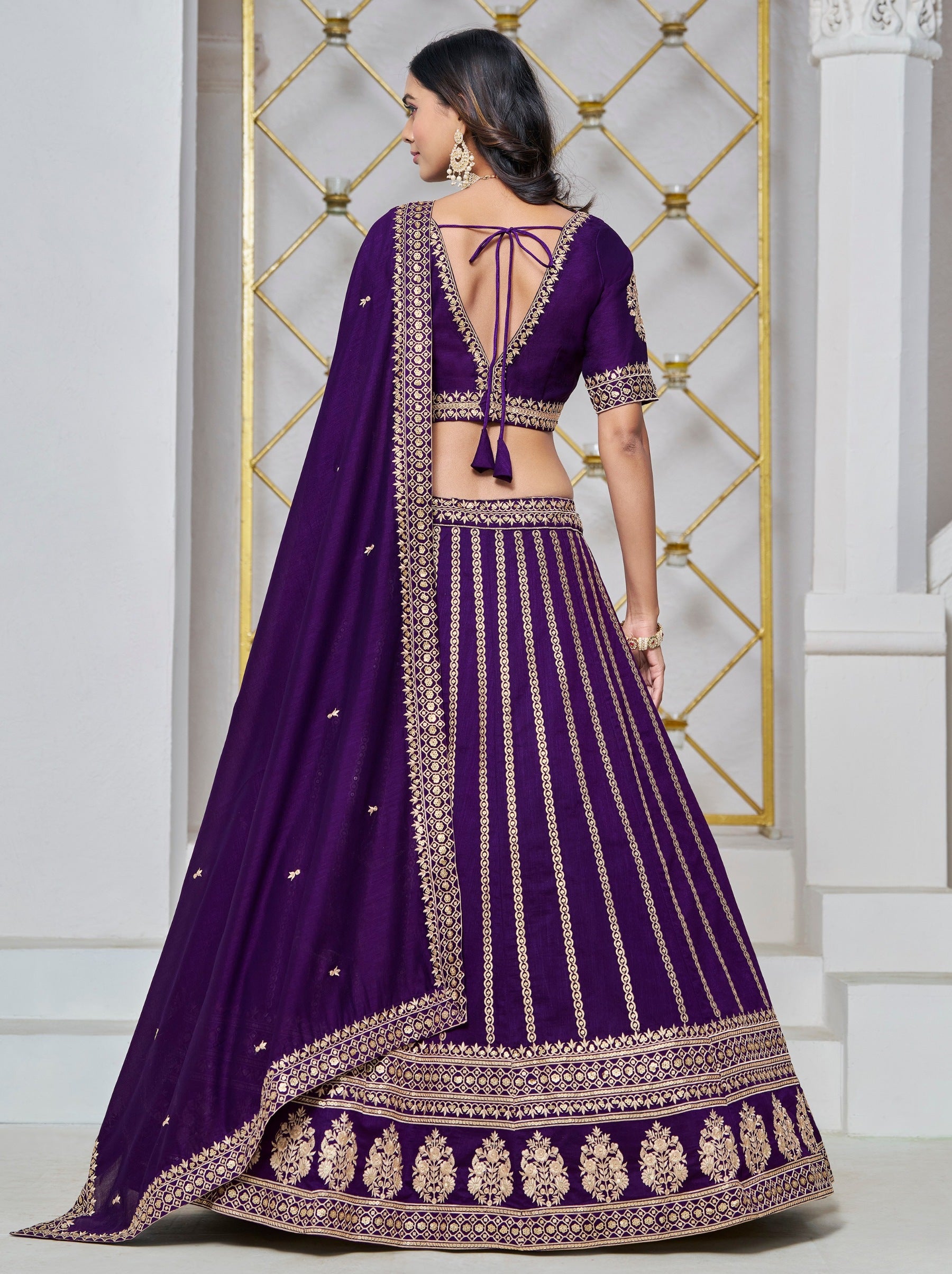 Tacao Purple Designer Party Lehenga - TrendOye