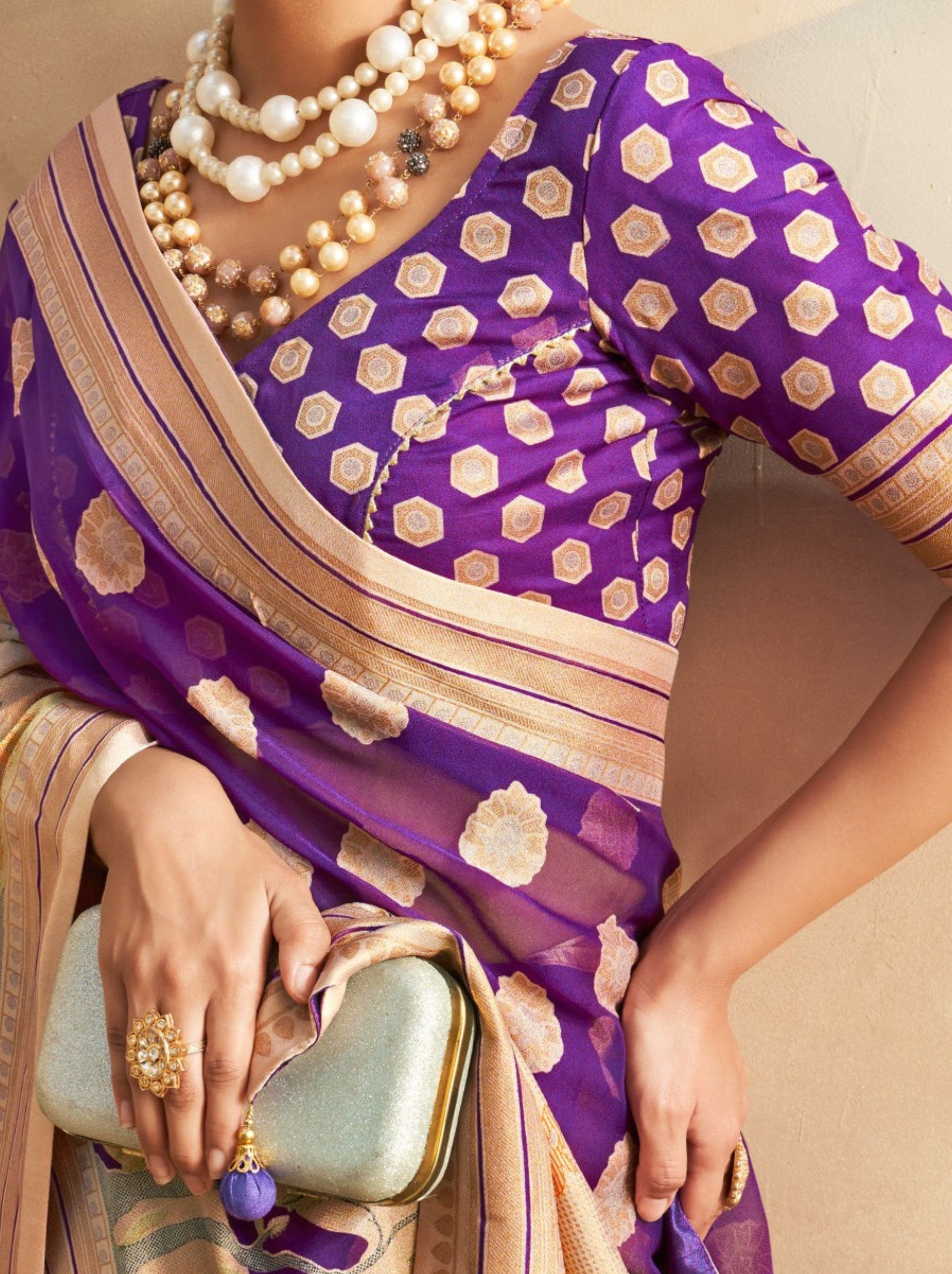 Indigo Purple Celebration Saree - TrendOye
