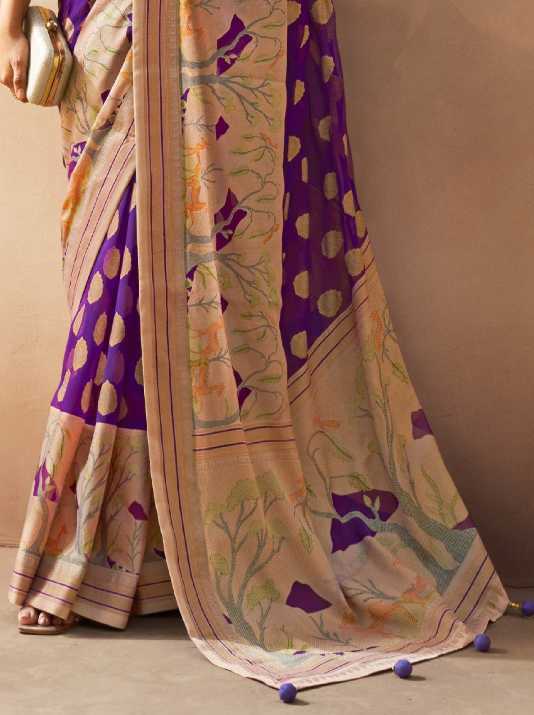 Indigo Purple Celebration Saree - TrendOye