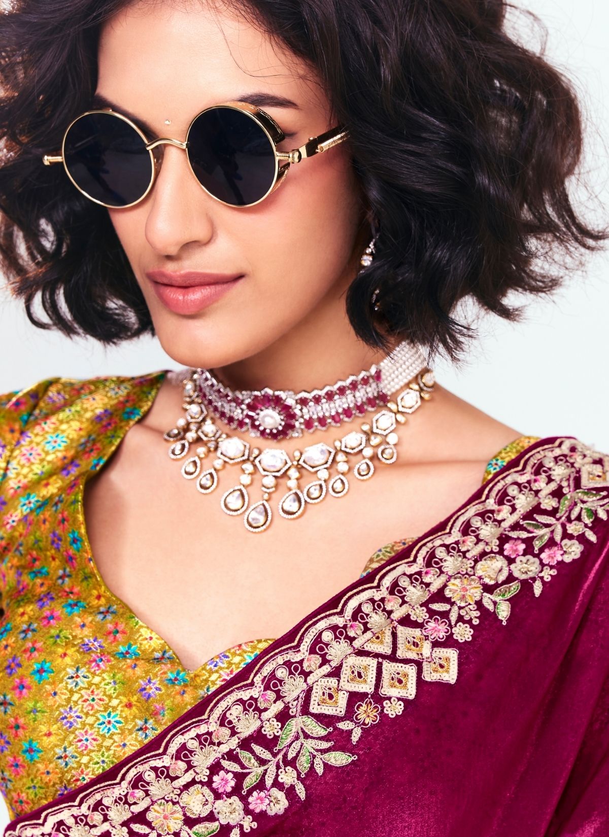 Jam Purple Party Fancy Premium Saree With Fine Blouse Piece - TrendOye