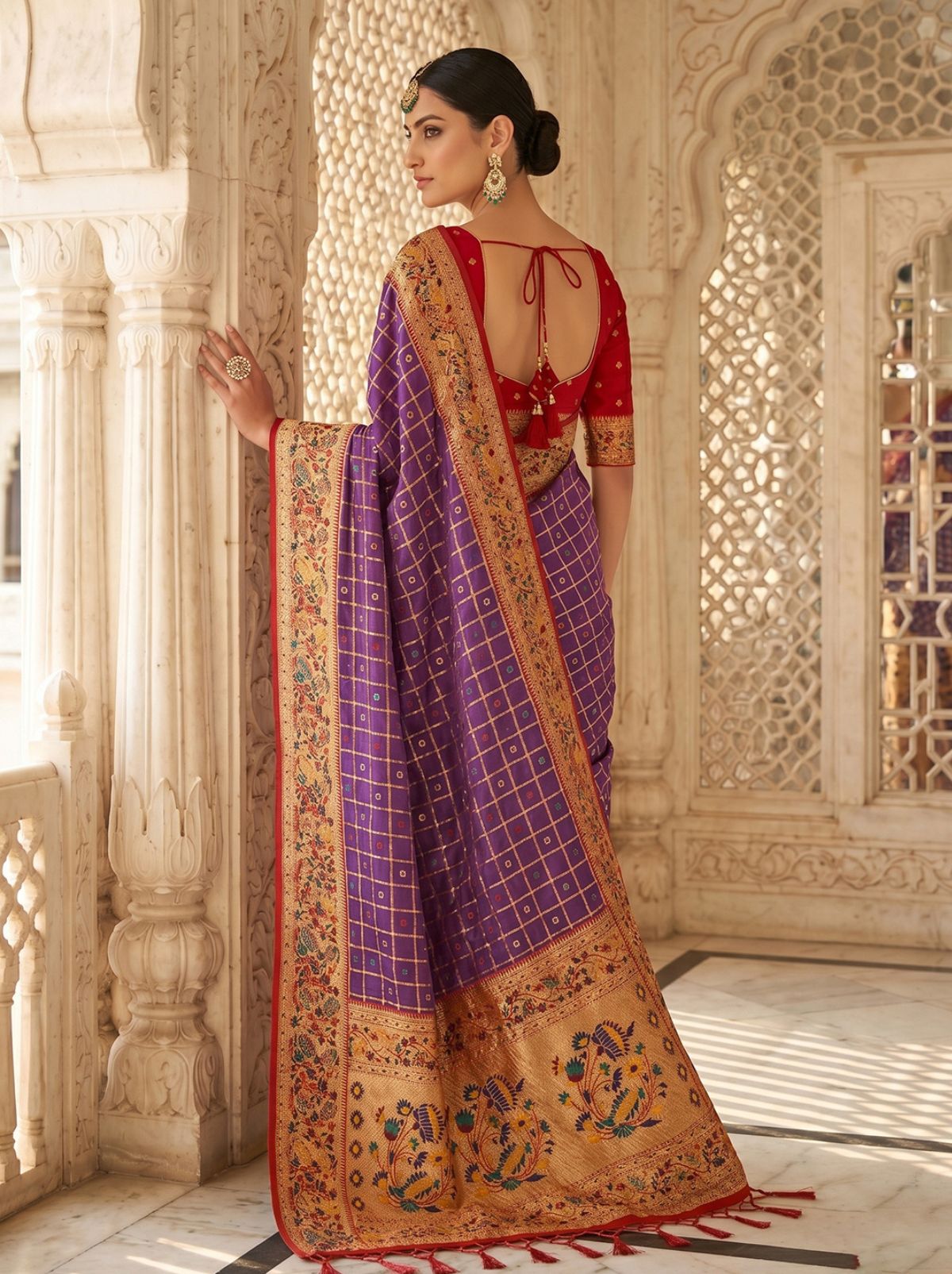 Grape Purple Premium Banarasi Silk Saree With Tassels Work