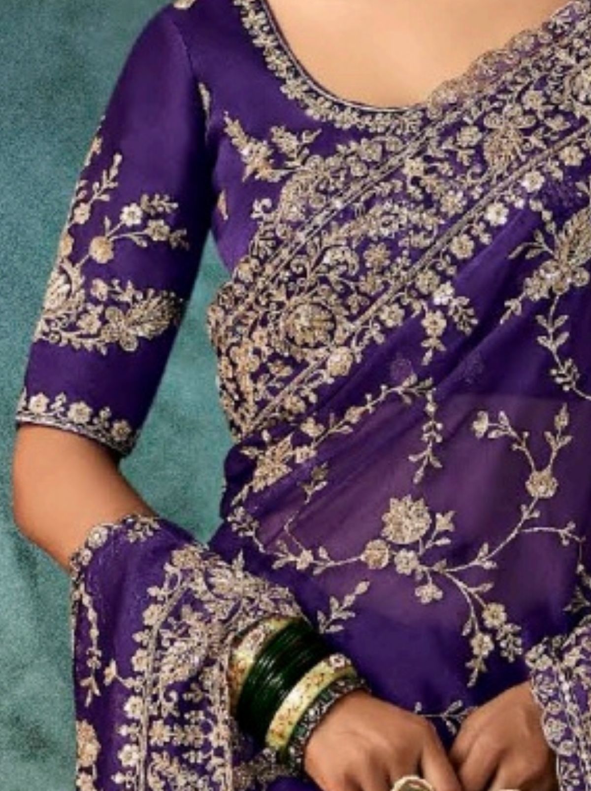 Deep Purple Premium Crepe Silk Saree With Blouse Piece