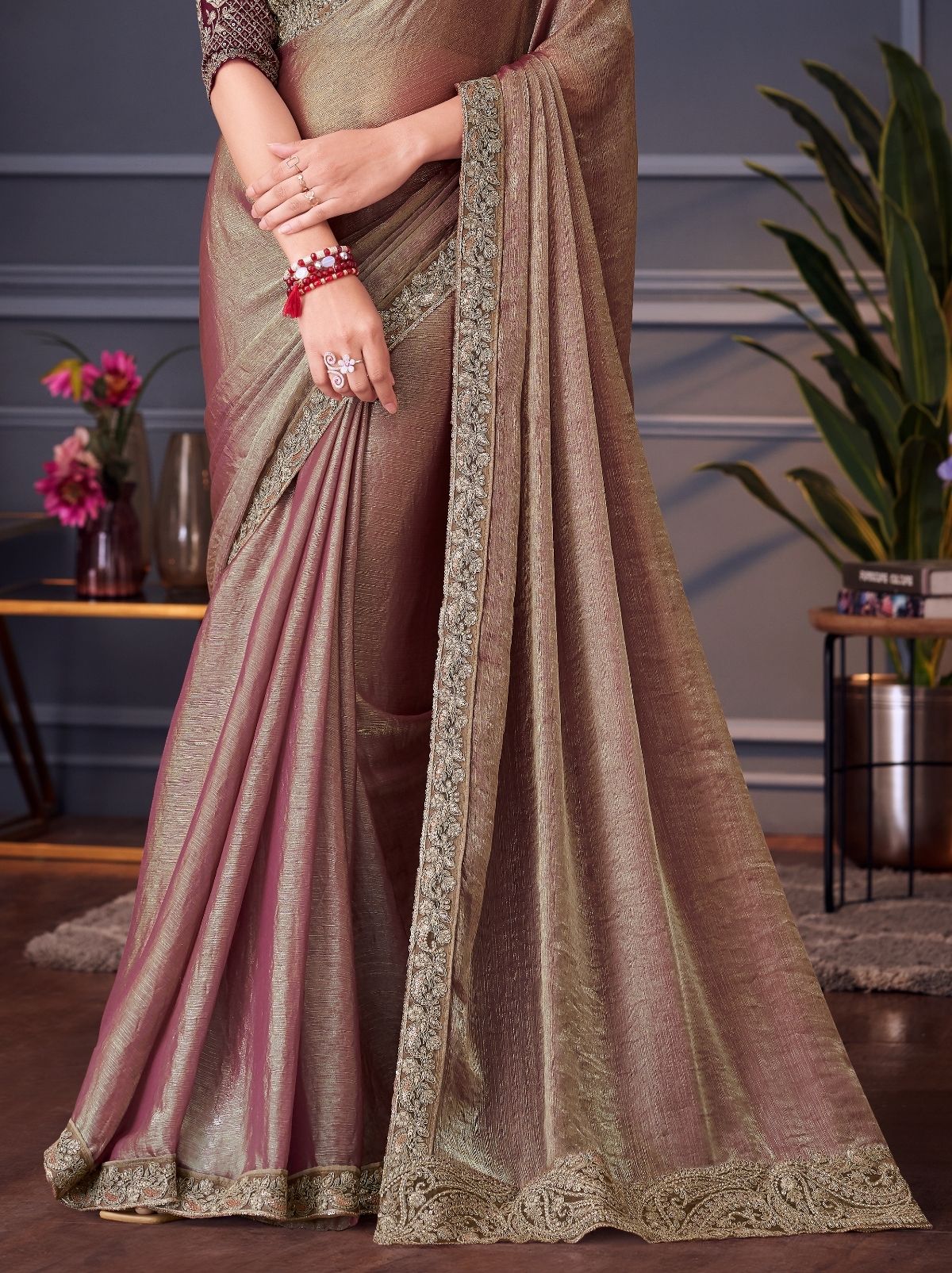 Grape Purple Party Designer Saree - TrendOye