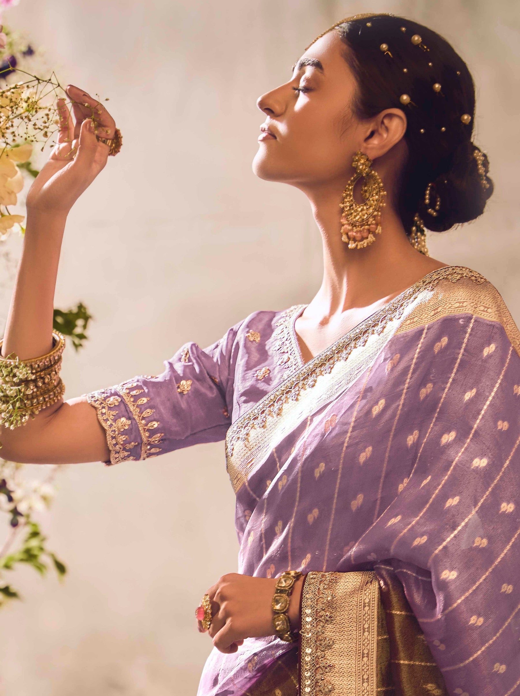 Plum Violet Wedding And Celebration Saree - TrendOye