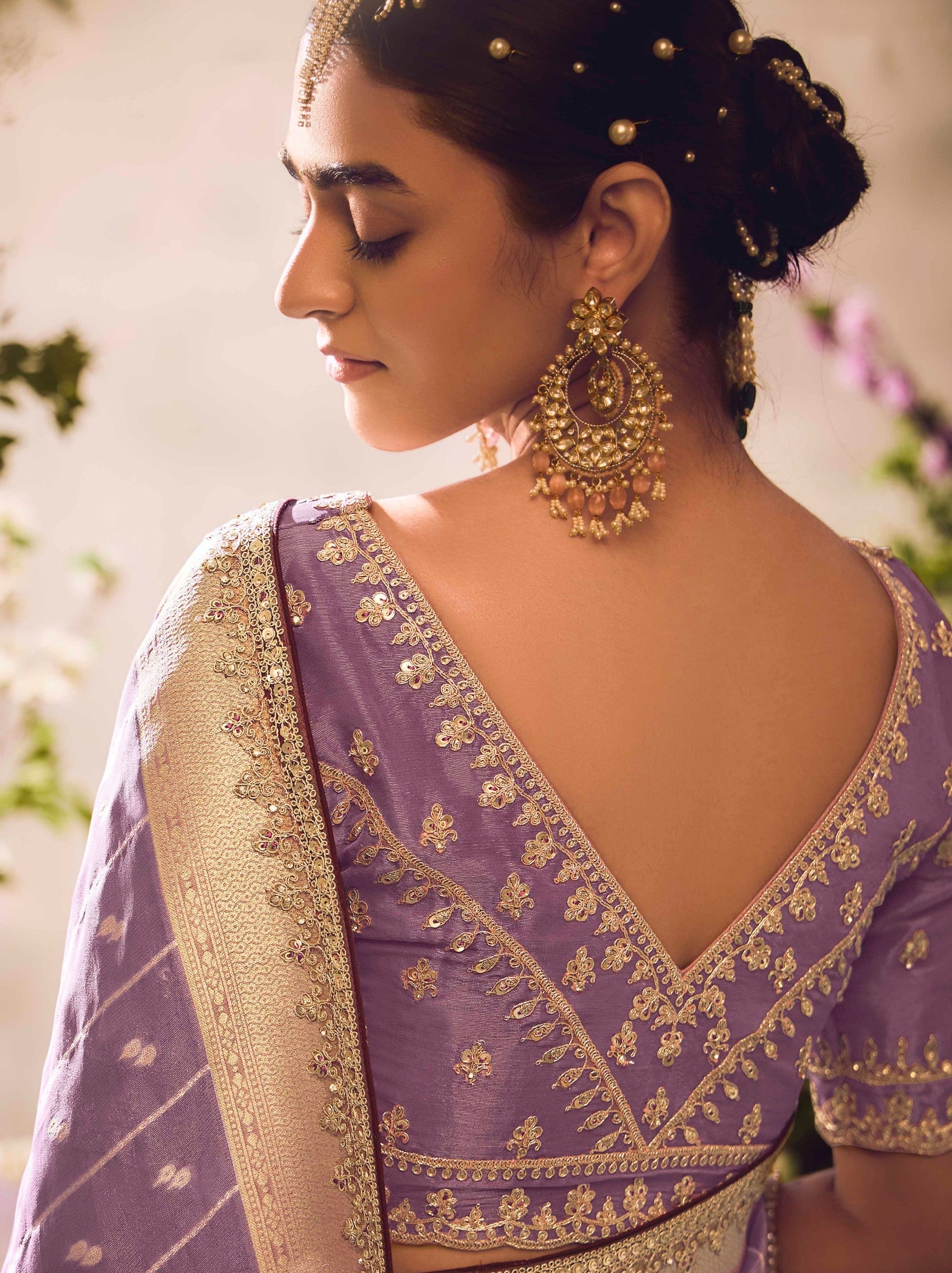 Plum Violet Wedding And Celebration Saree - TrendOye