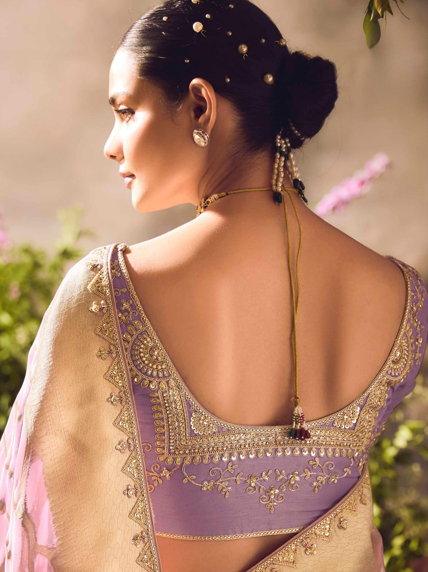 Helio Violet Wedding And Celebration Saree - TrendOye