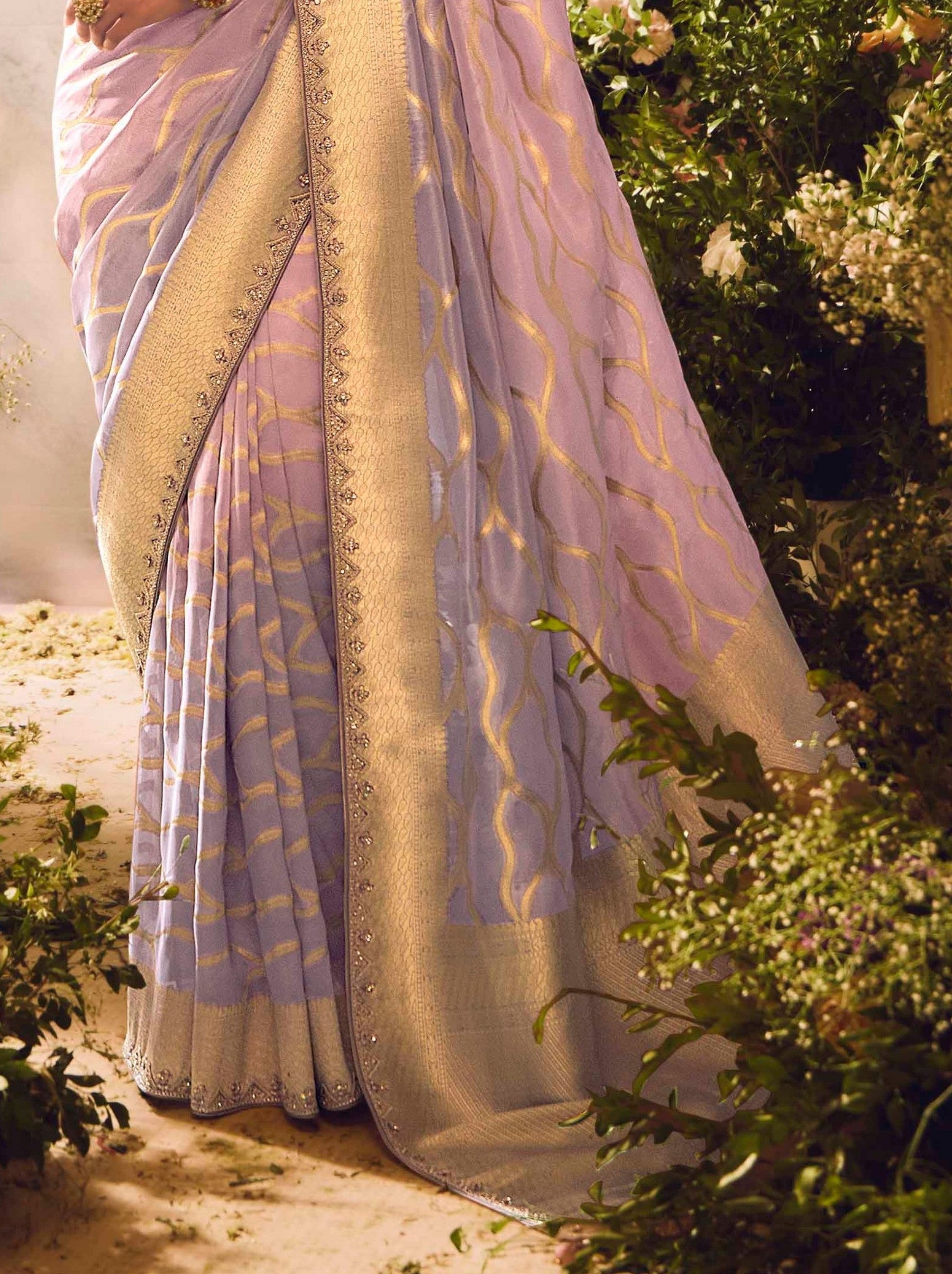 Helio Violet Wedding And Celebration Saree - TrendOye