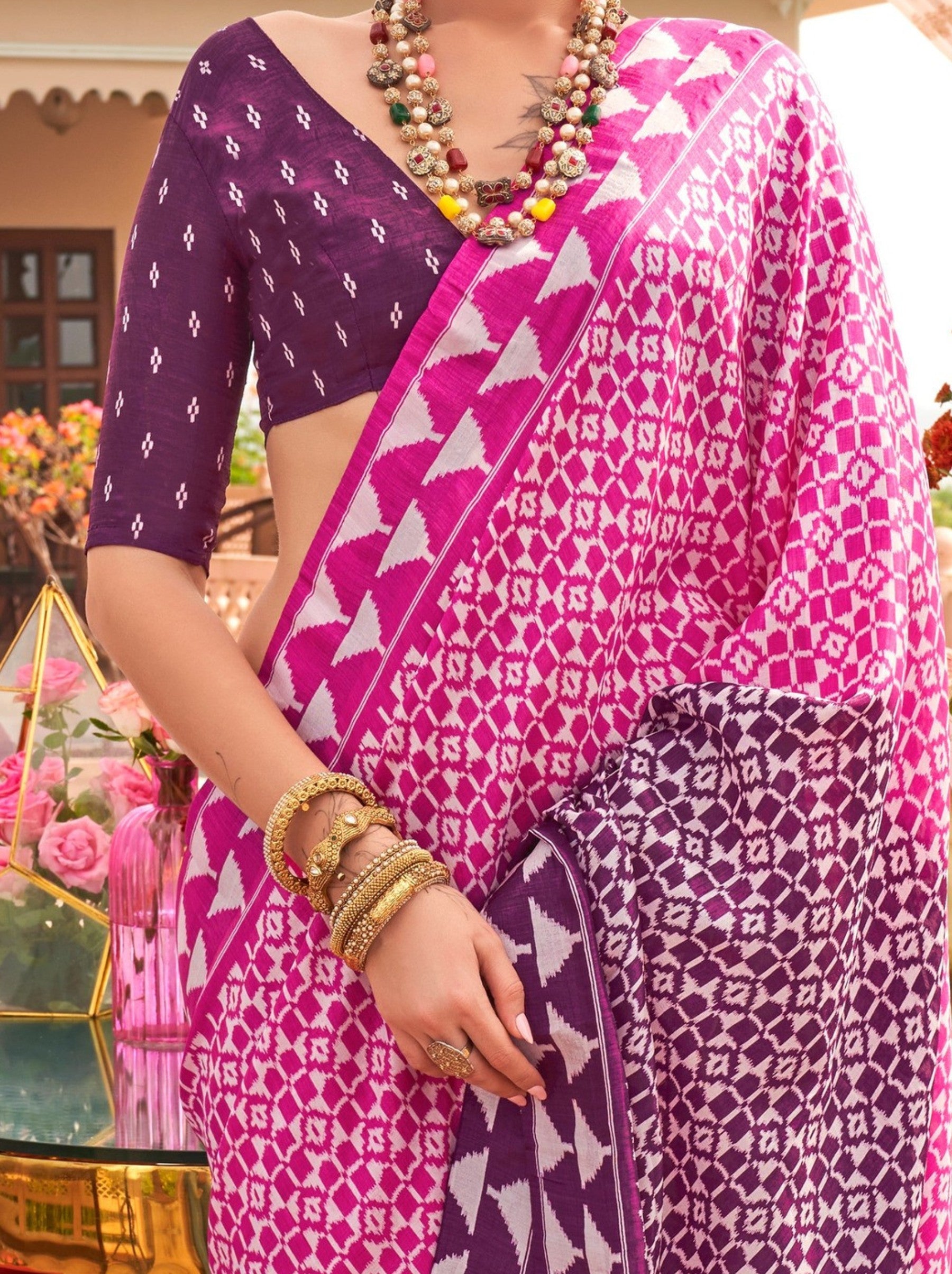 Fandango Violet Celebration Saree - TrendOye