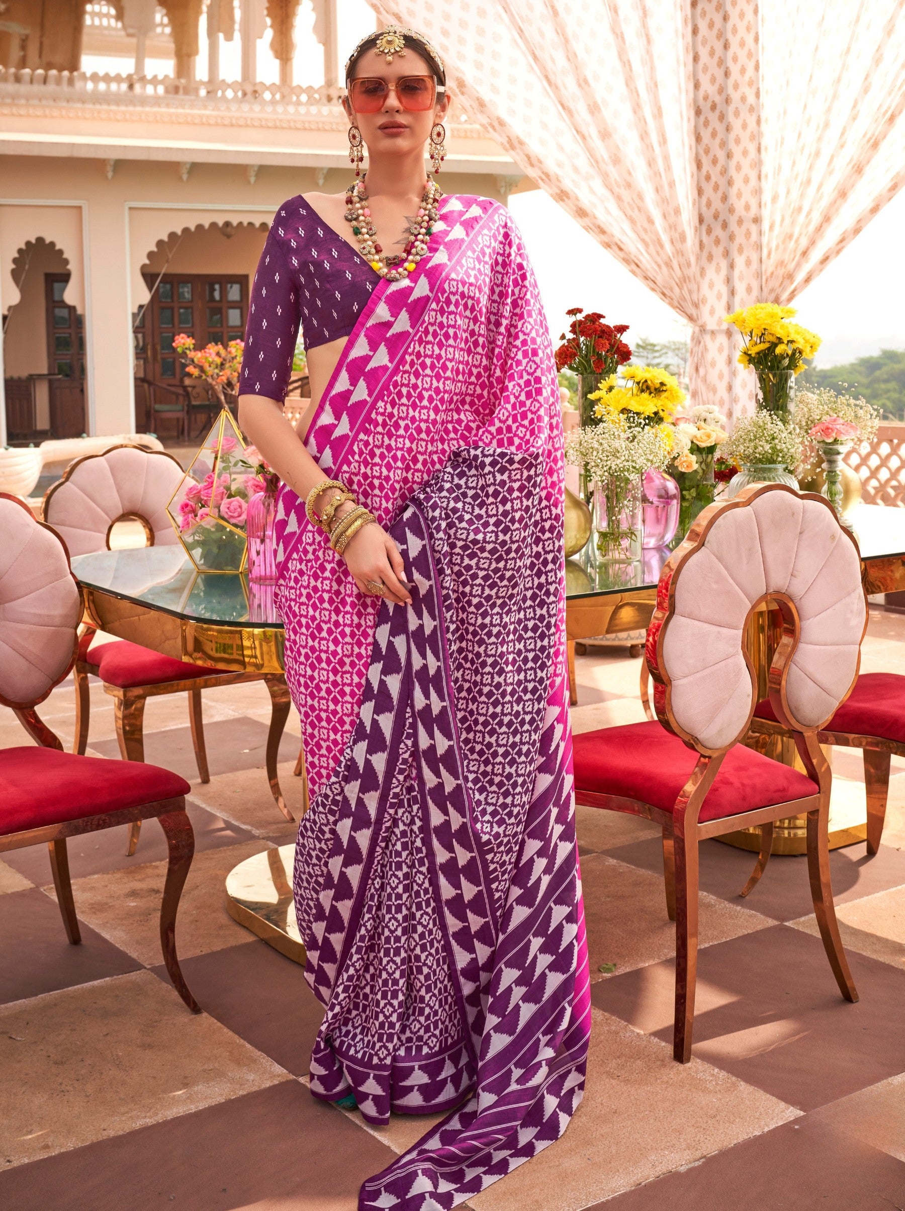 Fandango Violet Celebration Saree - TrendOye