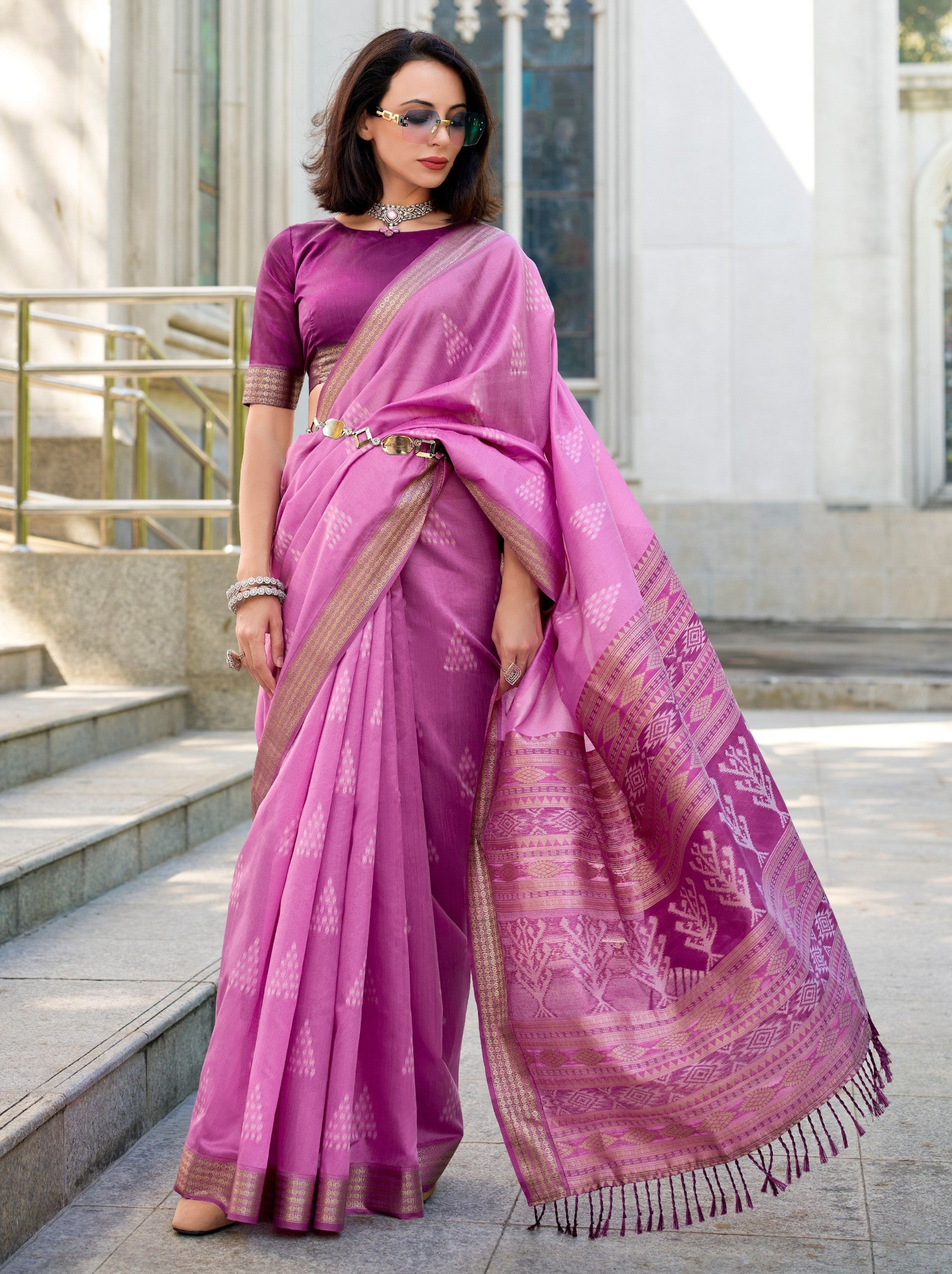 Fandango Violet Celebration Saree - TrendOye