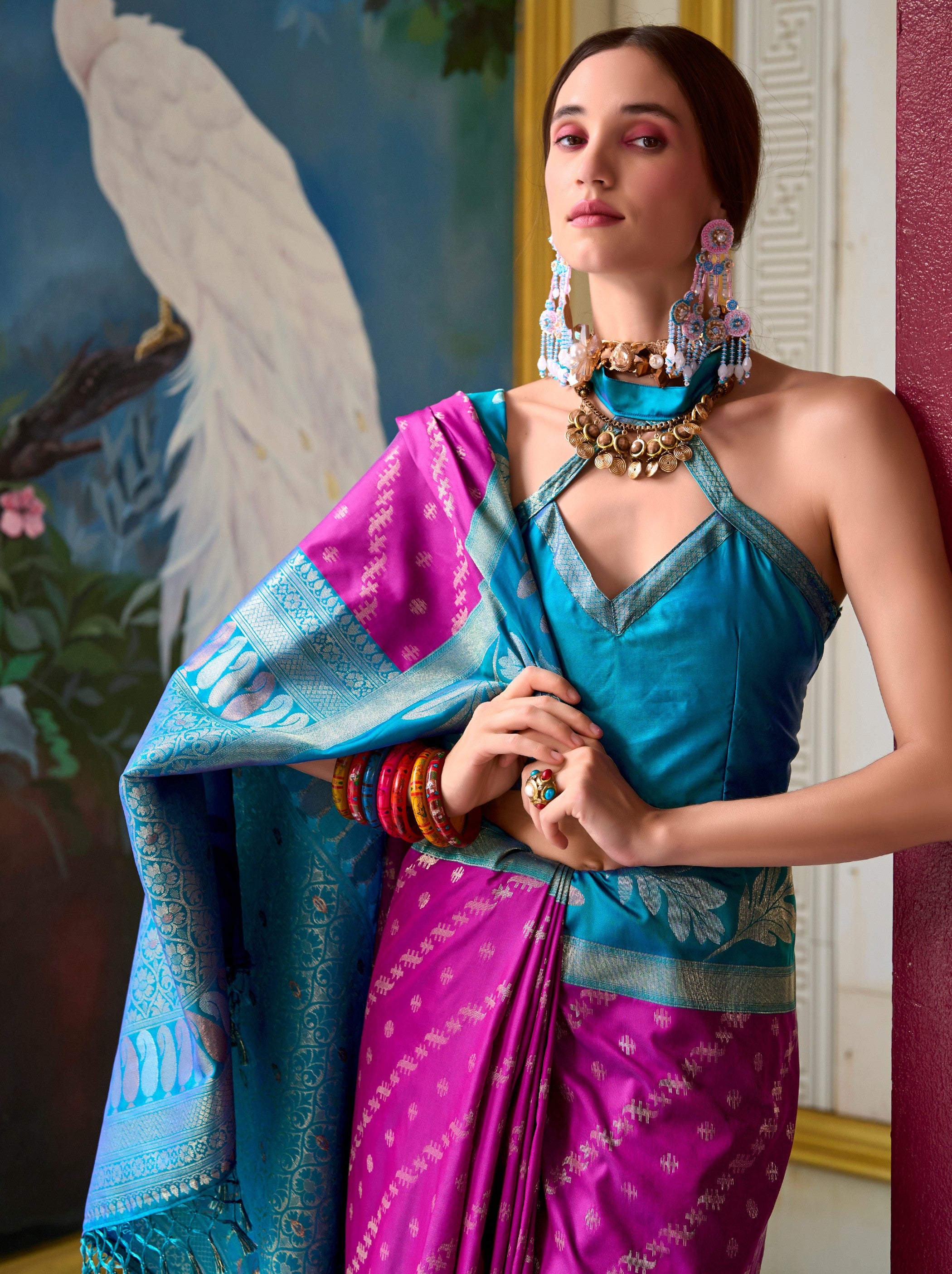 Lollipop Violet Celebration Saree - TrendOye