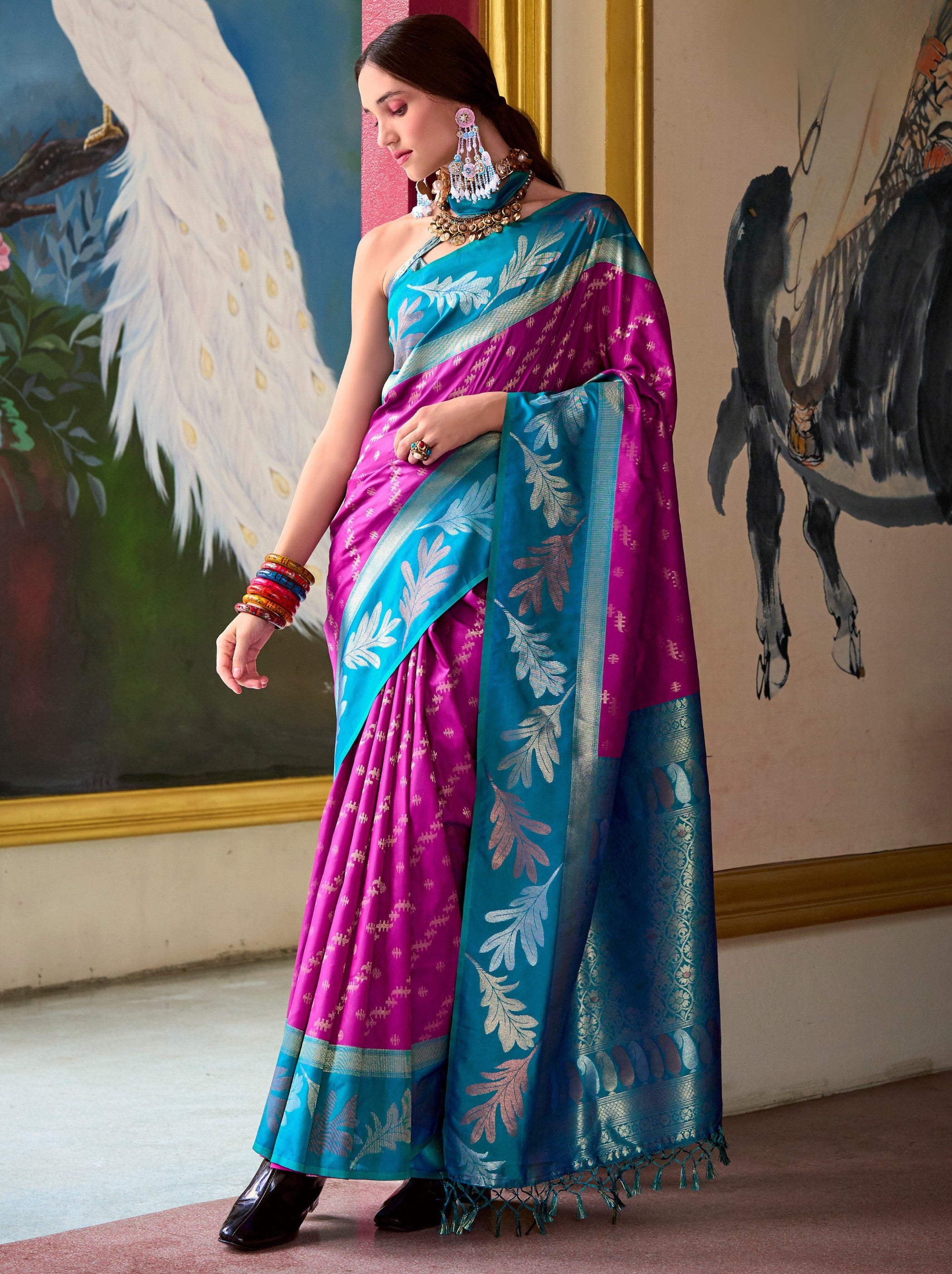 Lollipop Violet Celebration Saree - TrendOye