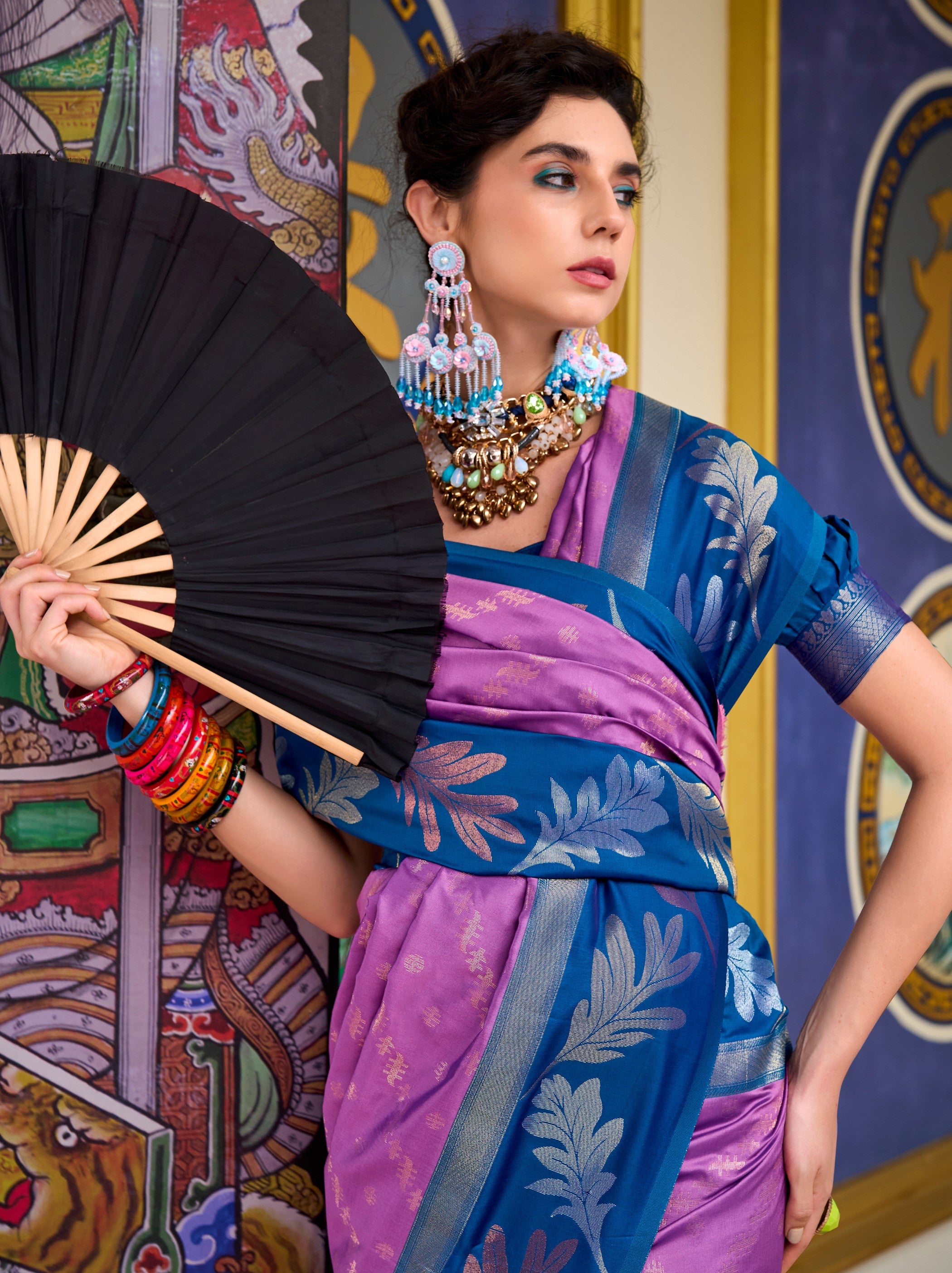 Sunset Purple Celebration Saree - TrendOye