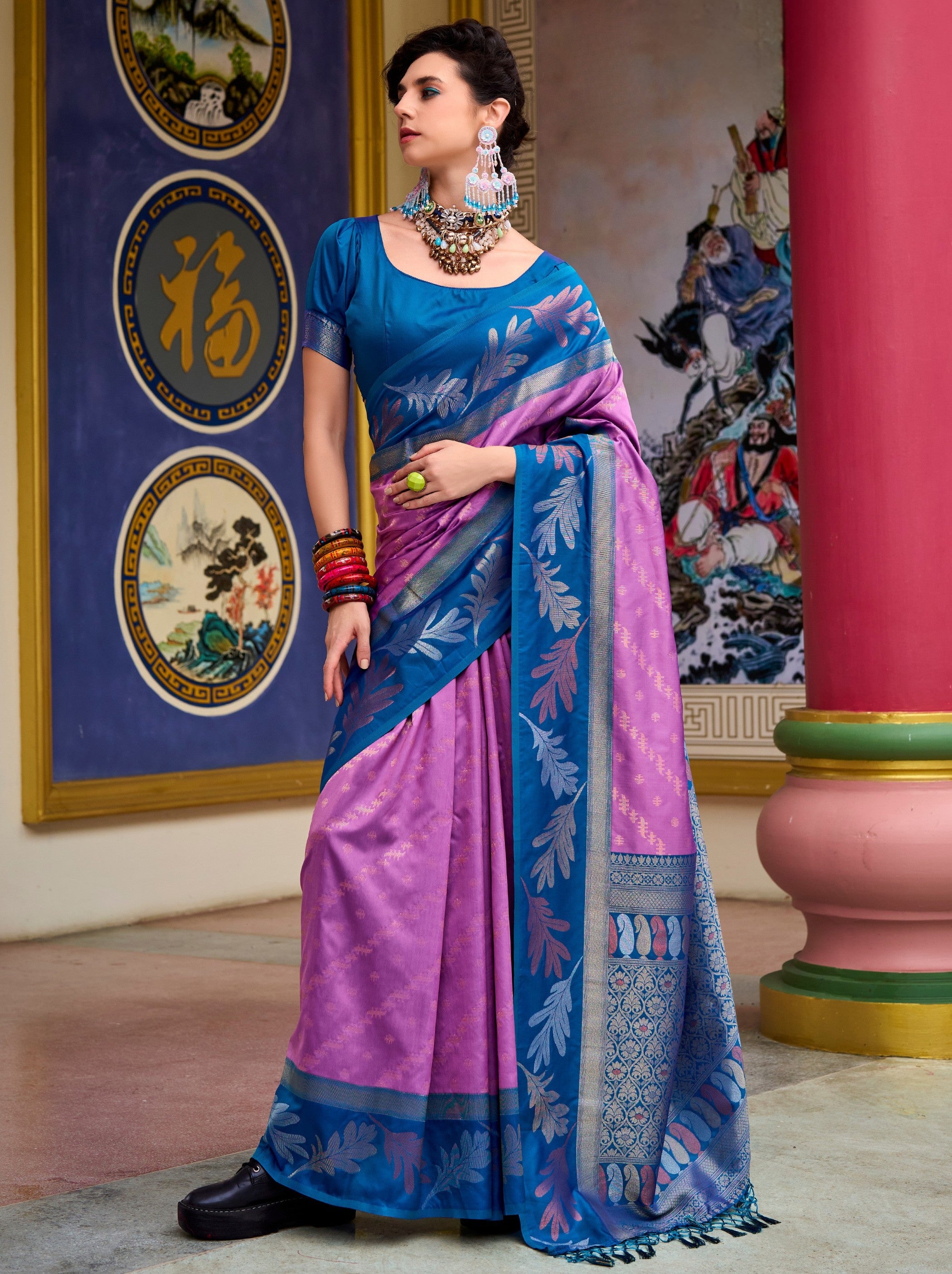 Sunset Purple Celebration Saree - TrendOye