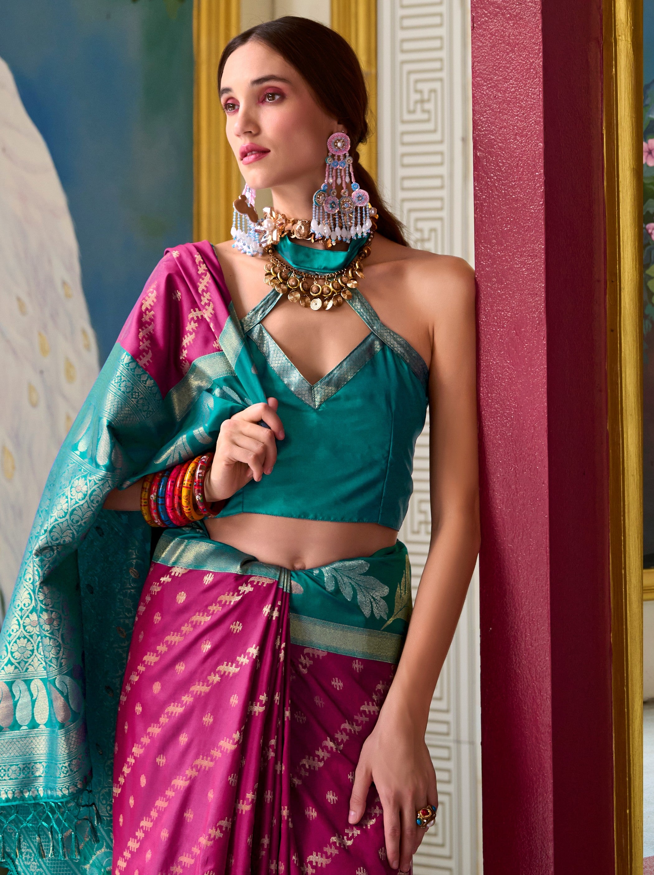 Fandango Violet Celebration Saree - TrendOye