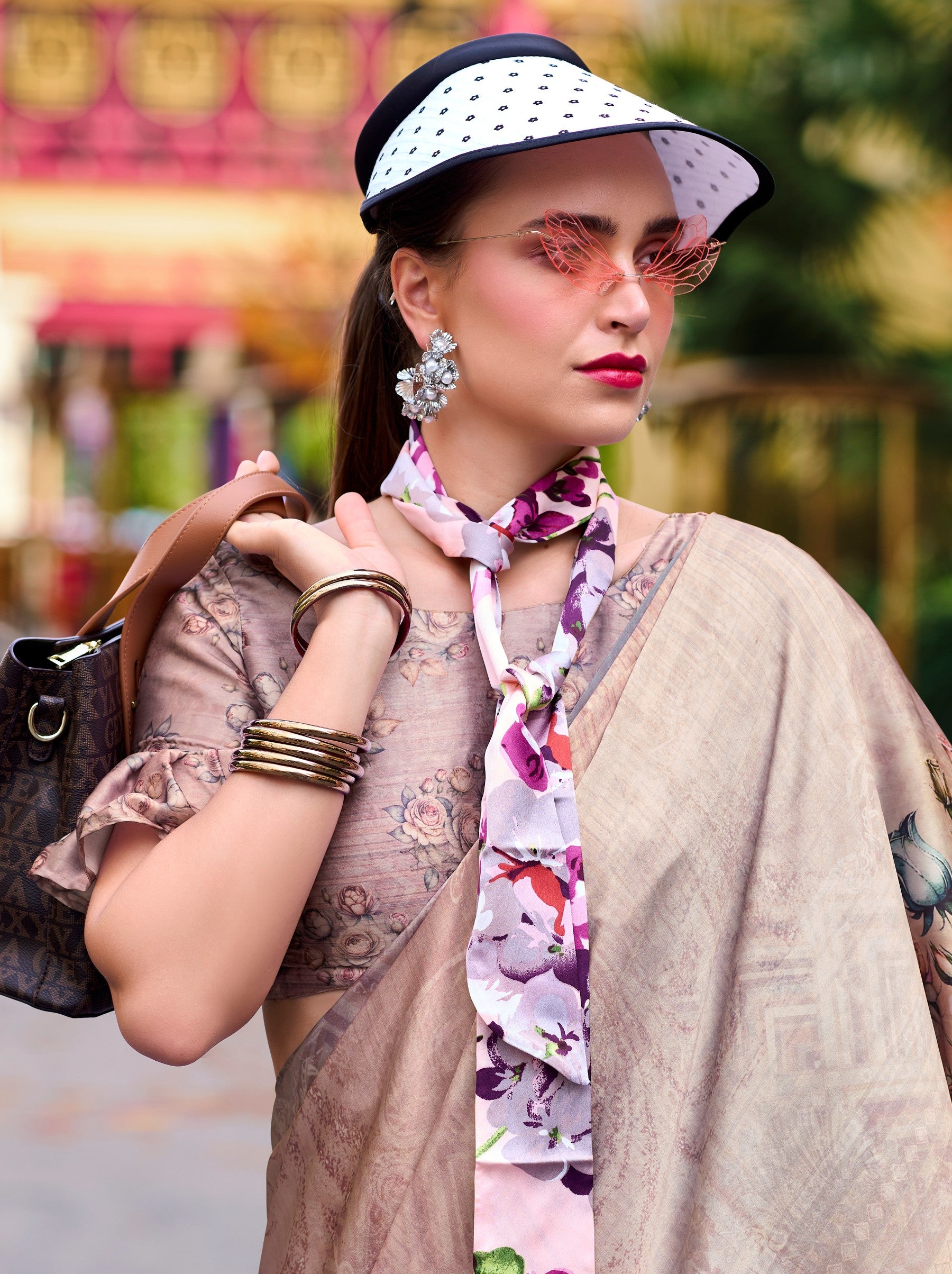 Lavender Purple Party Saree - TrendOye