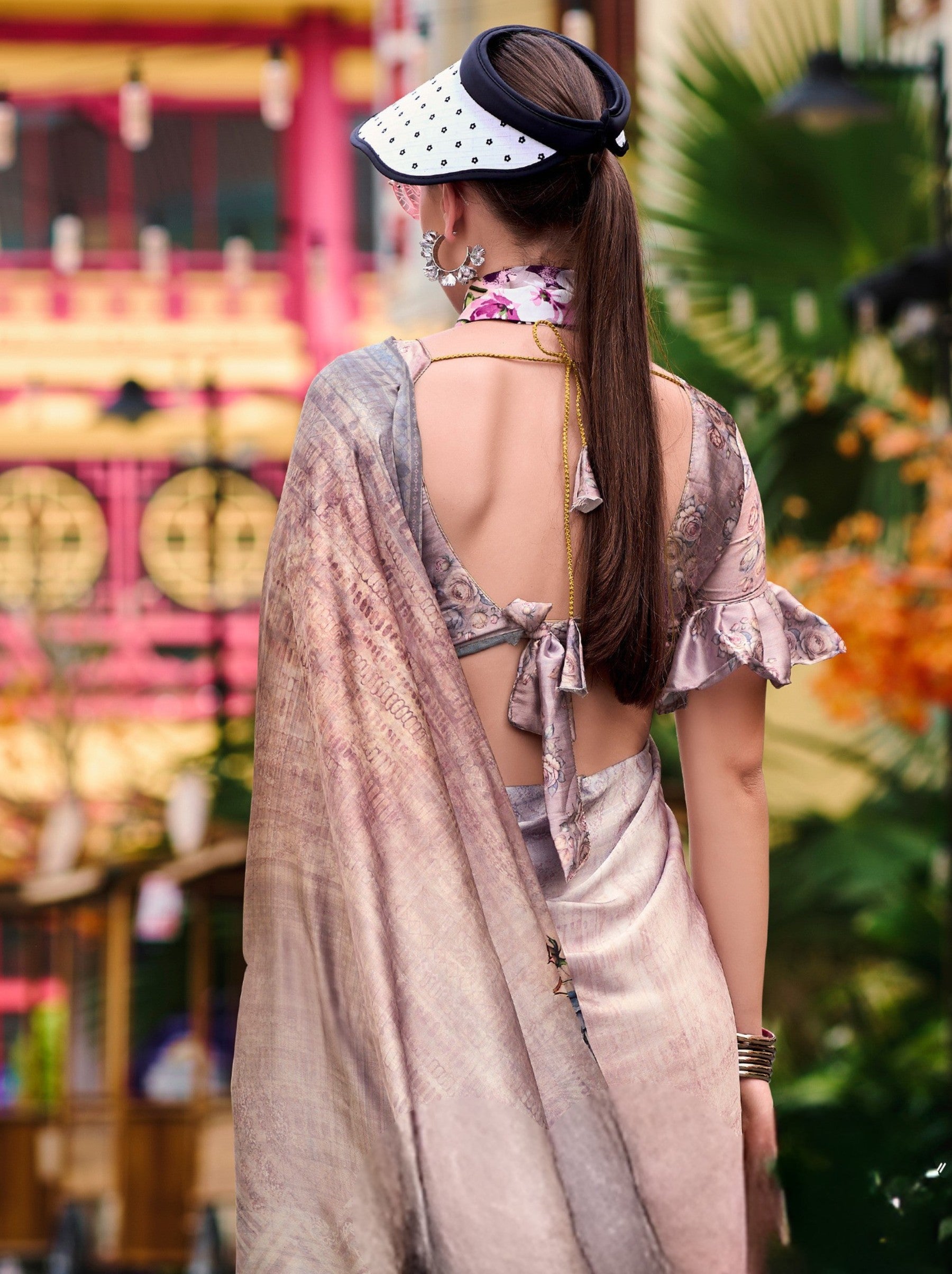 Lavender Purple Party Saree - TrendOye