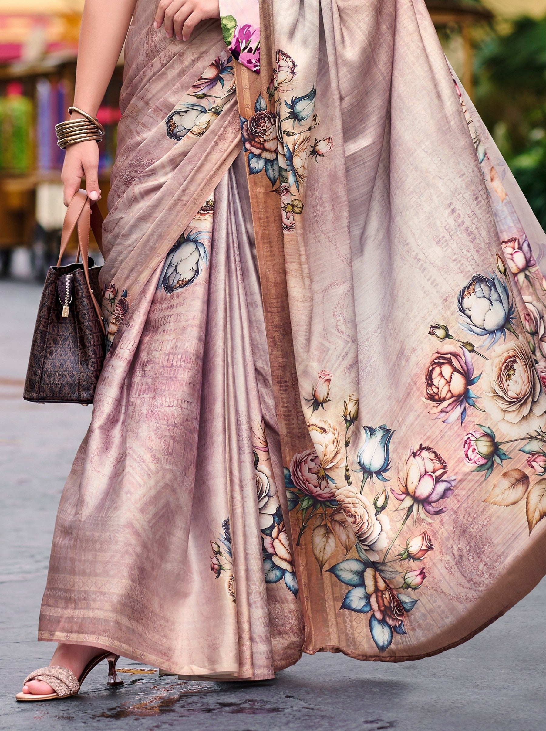 Lavender Purple Party Saree - TrendOye