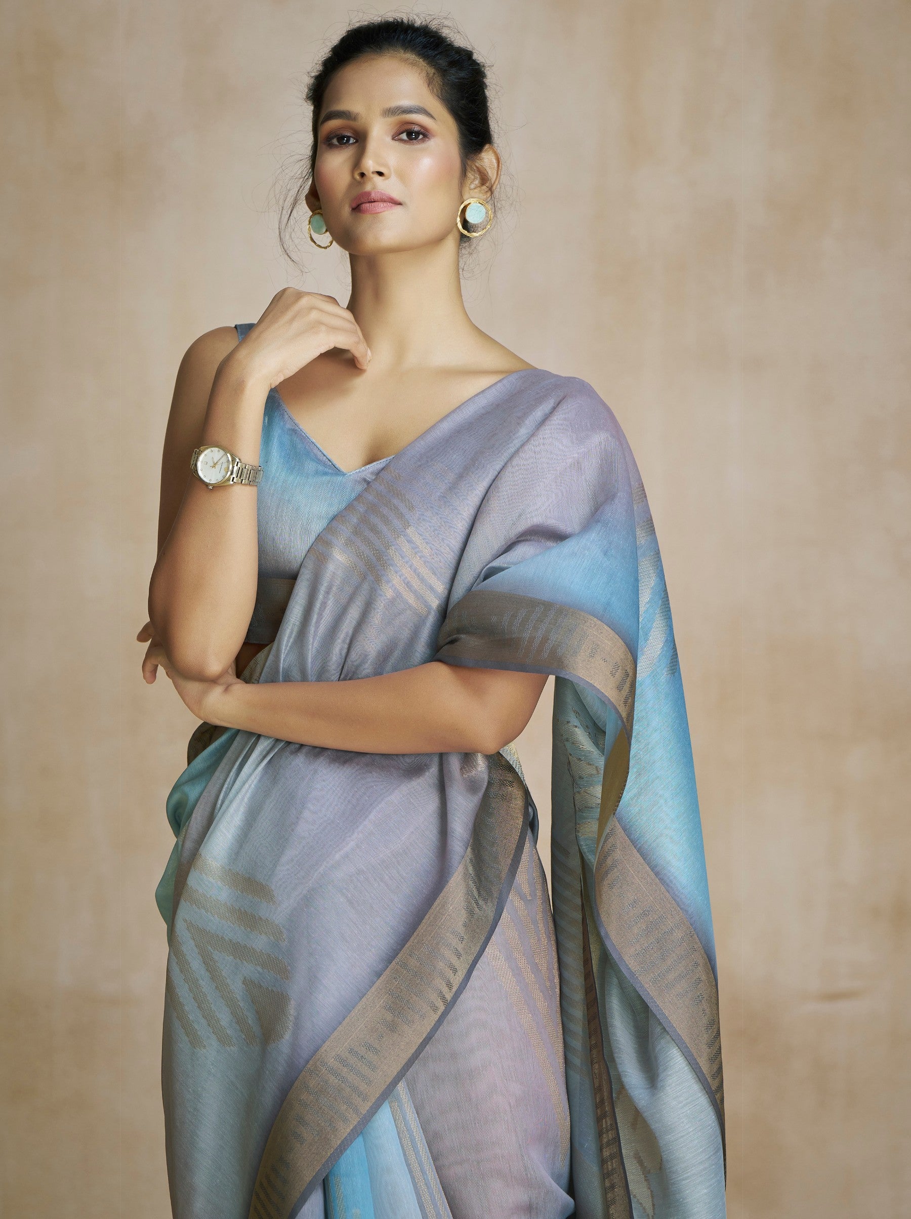 Lavender Purple Celebration Saree - TrendOye