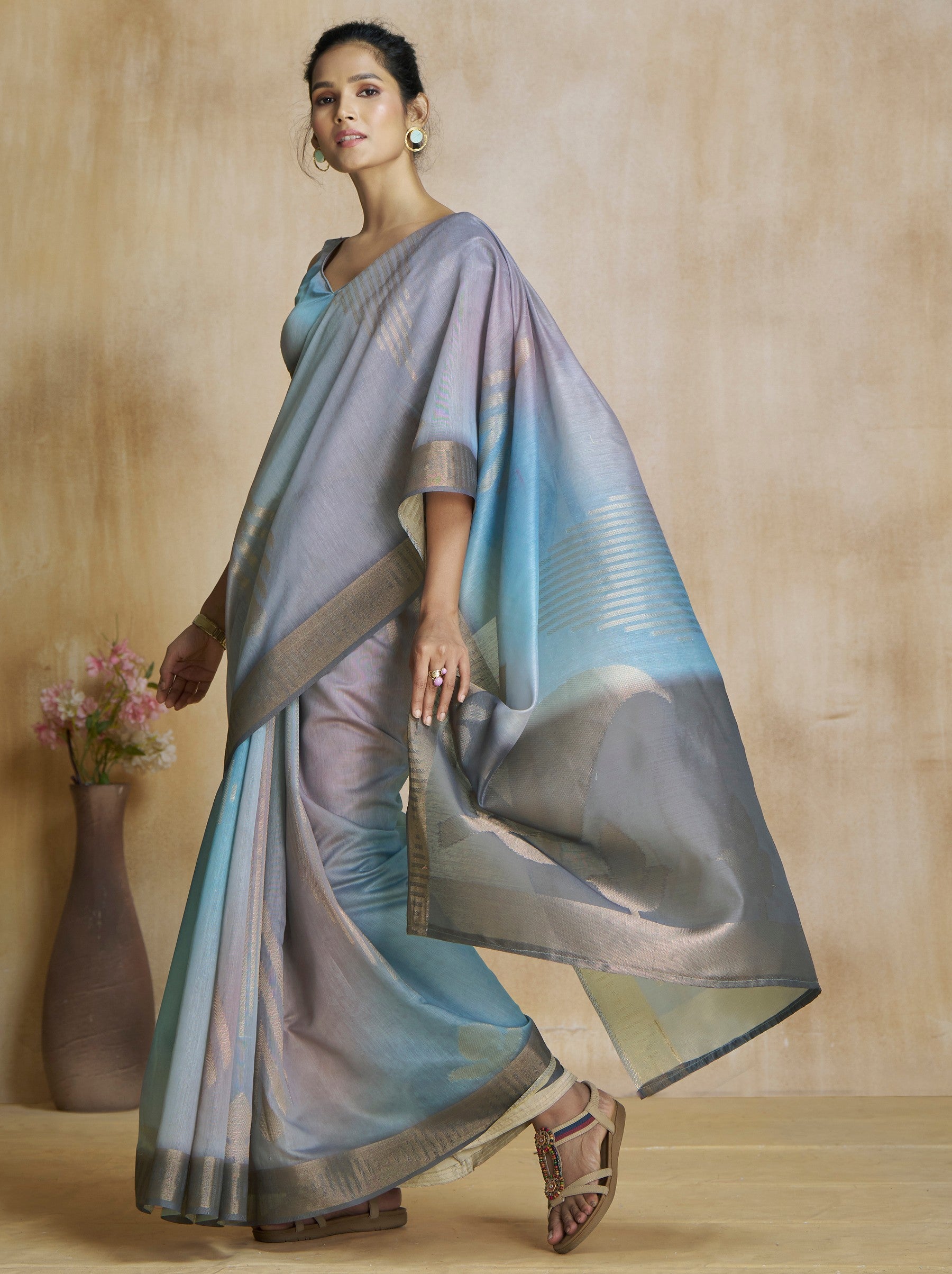 Lavender Purple Celebration Saree - TrendOye