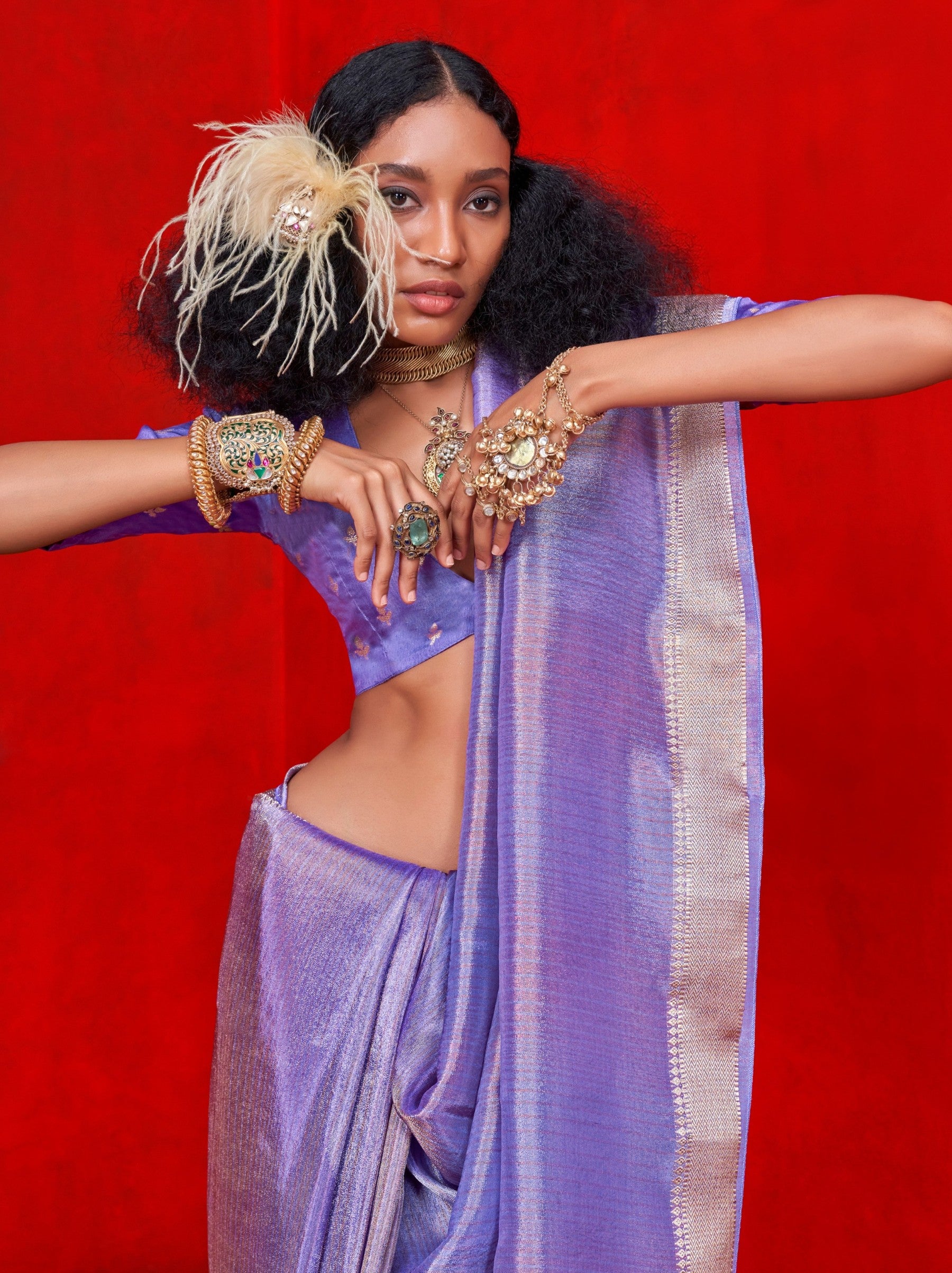 Electric Violet Celebration Saree - TrendOye