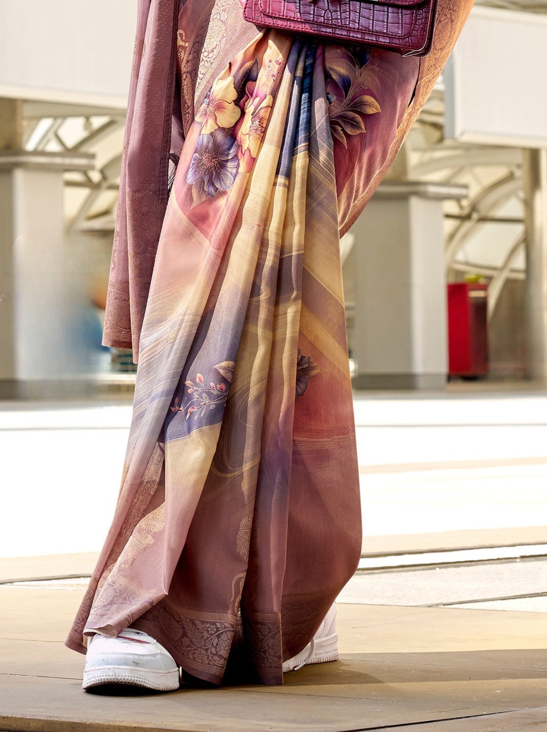 Plum Violet Celebration Saree - TrendOye